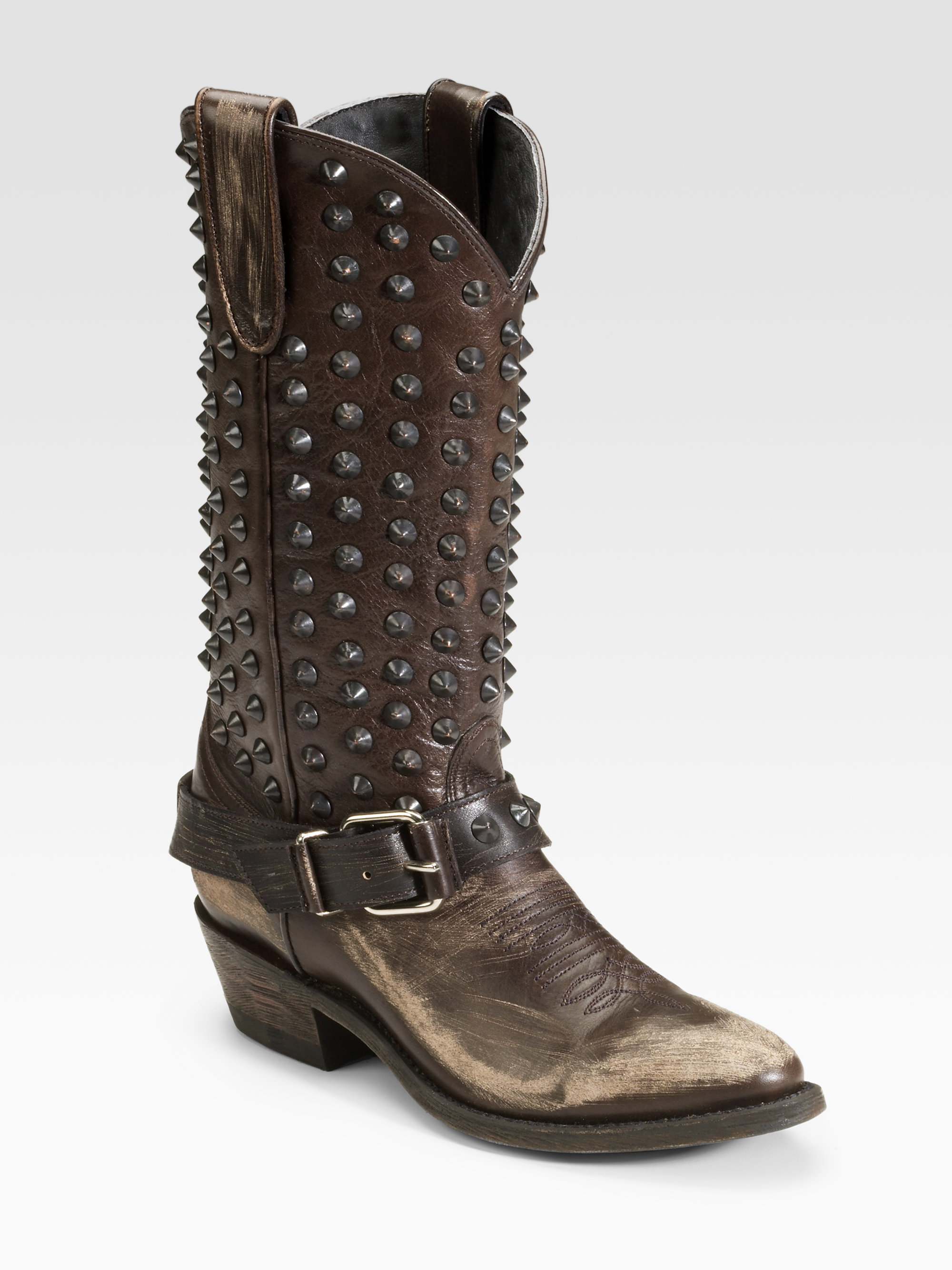 Lyst - Ash Studded Cowboy Boots in Brown