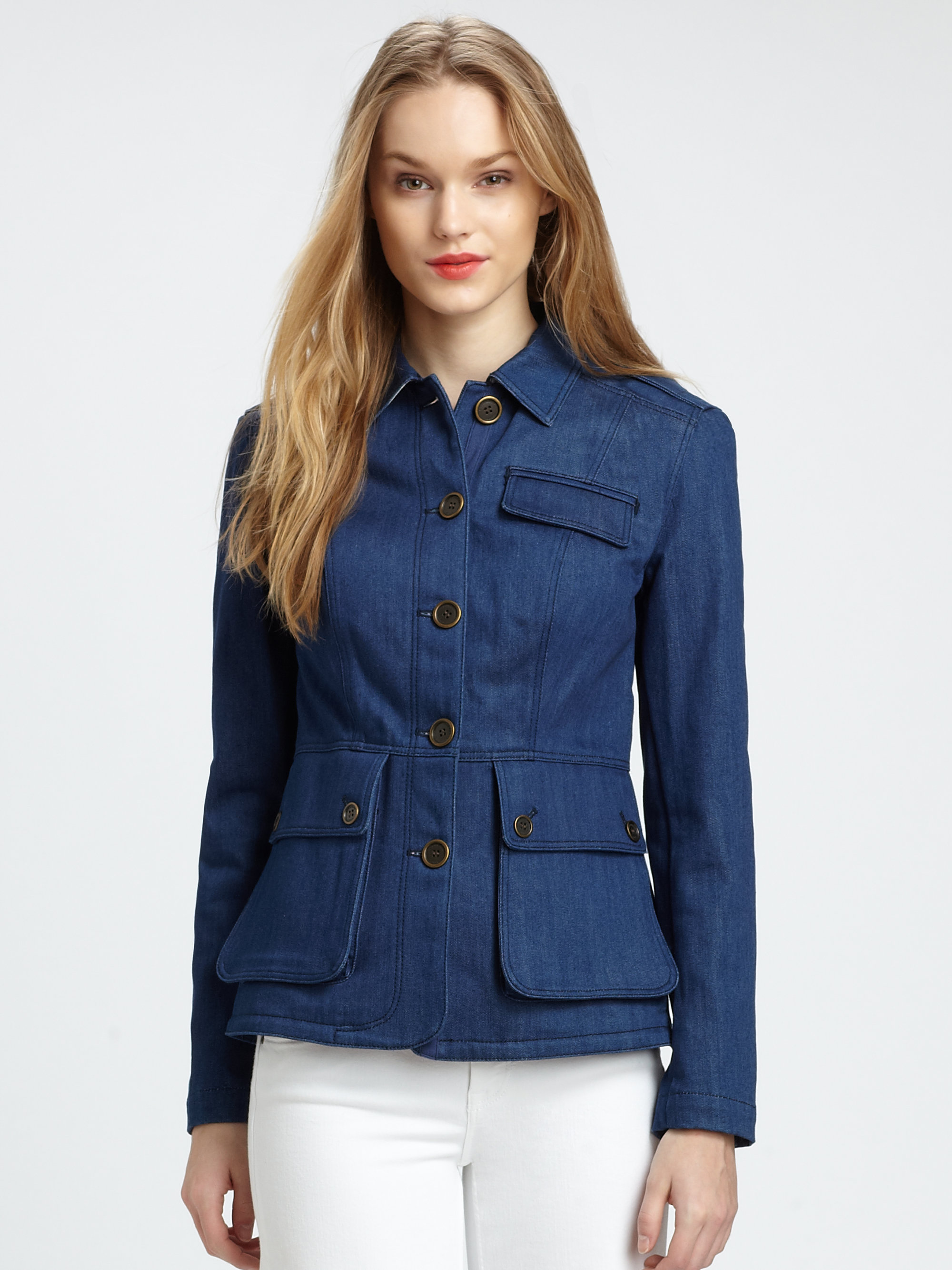 Burberry Brit Peplumback Denim Jacket in Blue (bright indigo) | Lyst