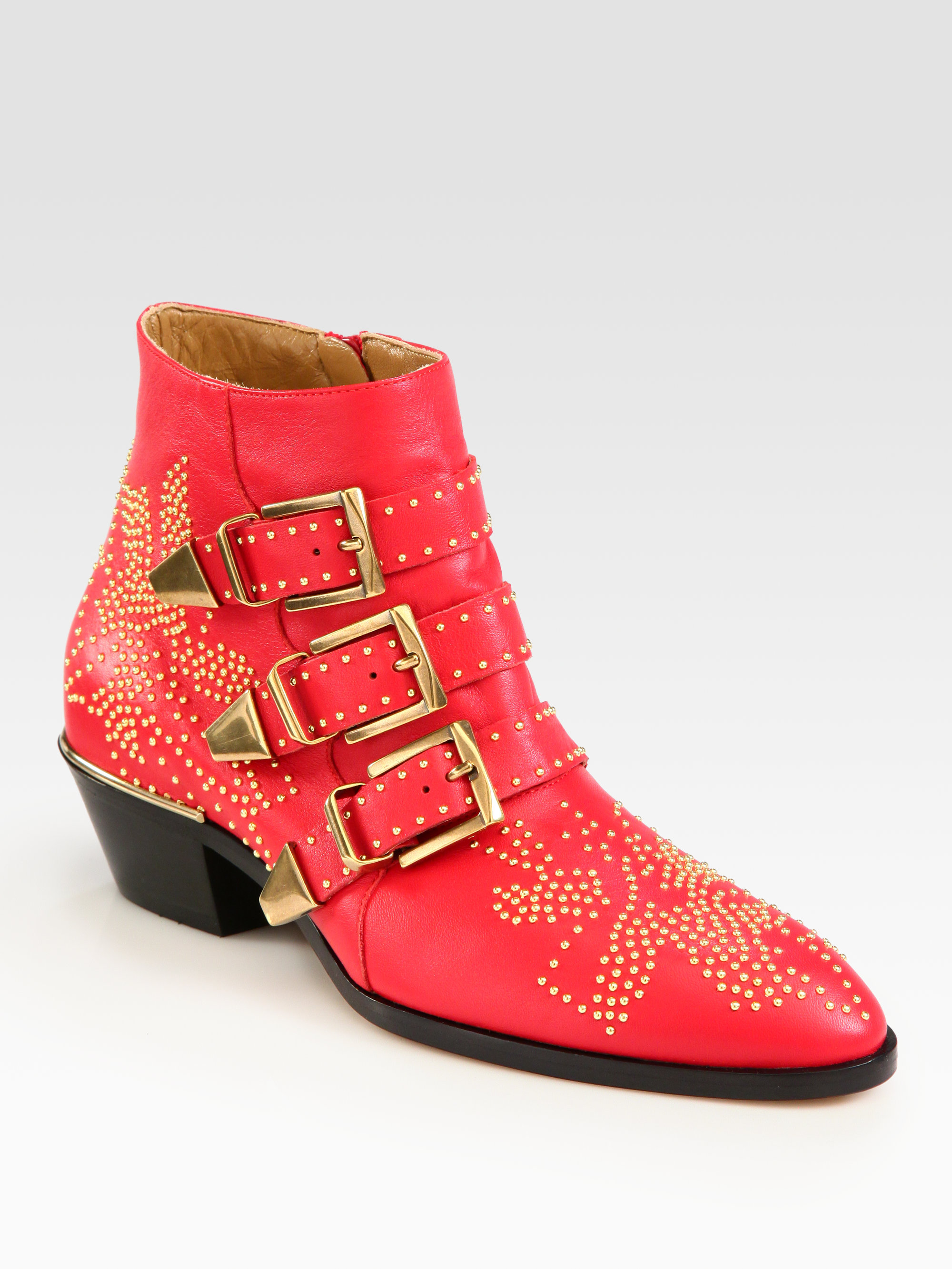 leather buckle ankle boots