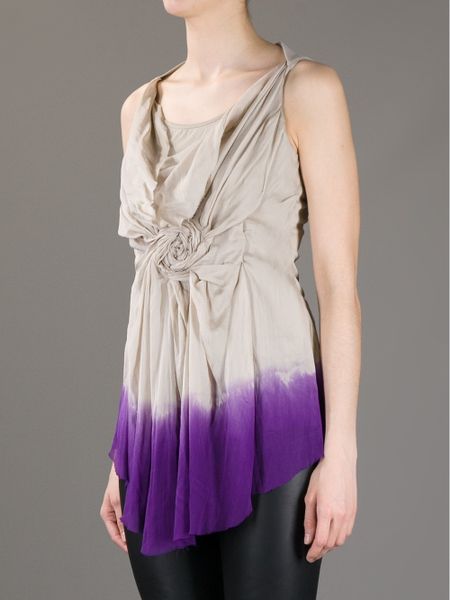 Dondup Sleeveless Draped Top in Purple (beige) | Lyst