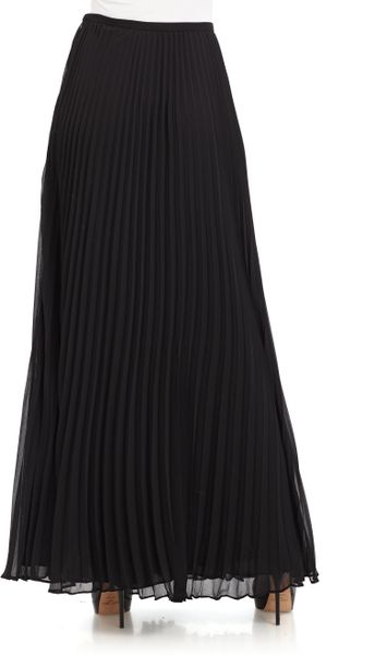 Halston Heritage Accordion-pleated Chiffon Maxi Skirt in Black | Lyst