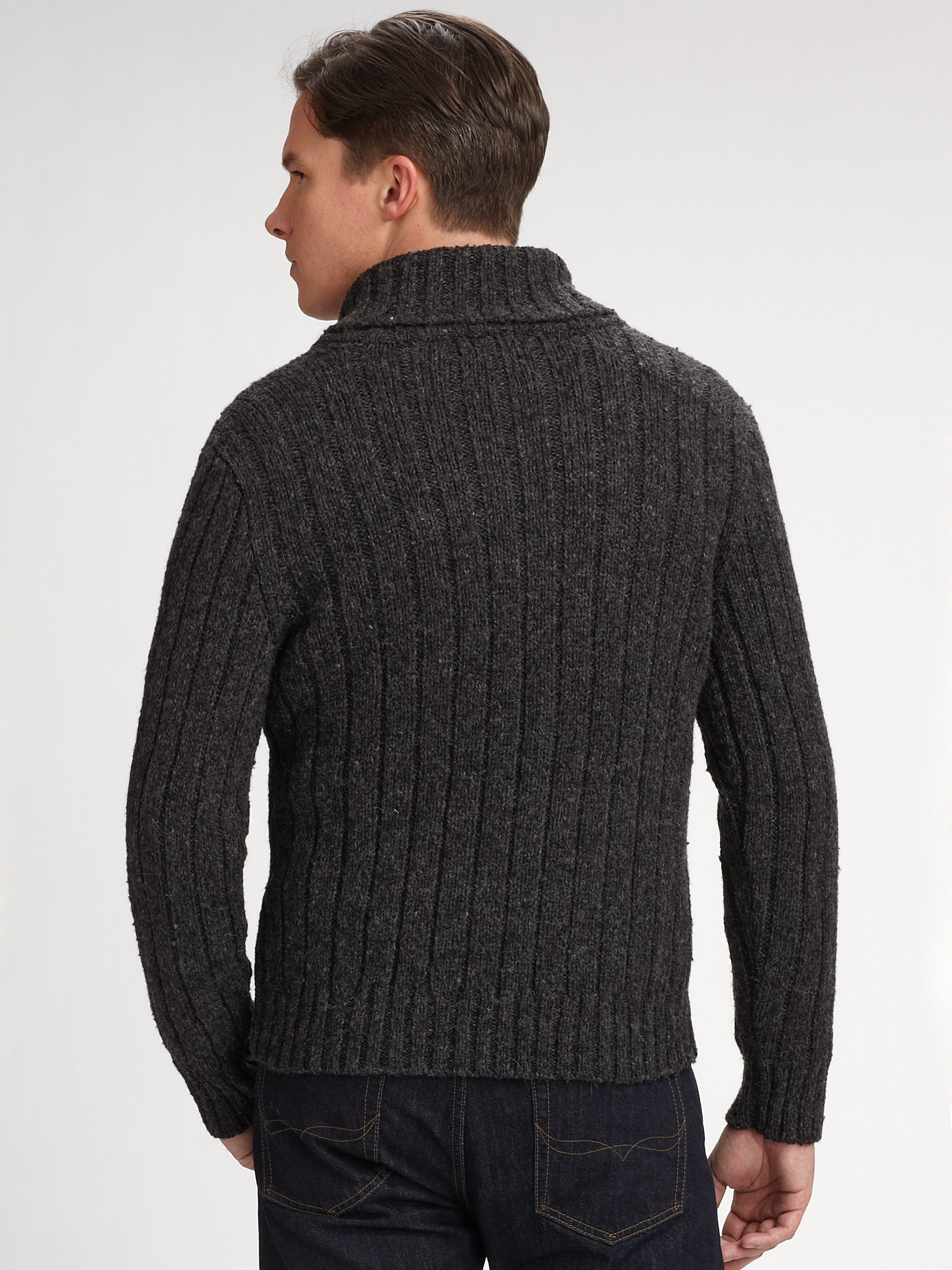 Polo ralph lauren Donnegal Shawl Collar Sweater in Gray for Men | Lyst