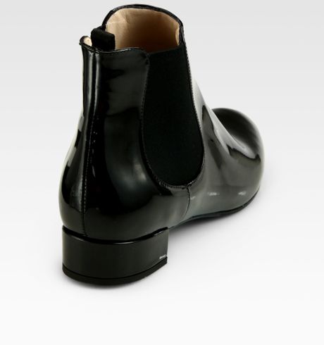 Prada Patent Leather Ankle Boots in Black | Lyst