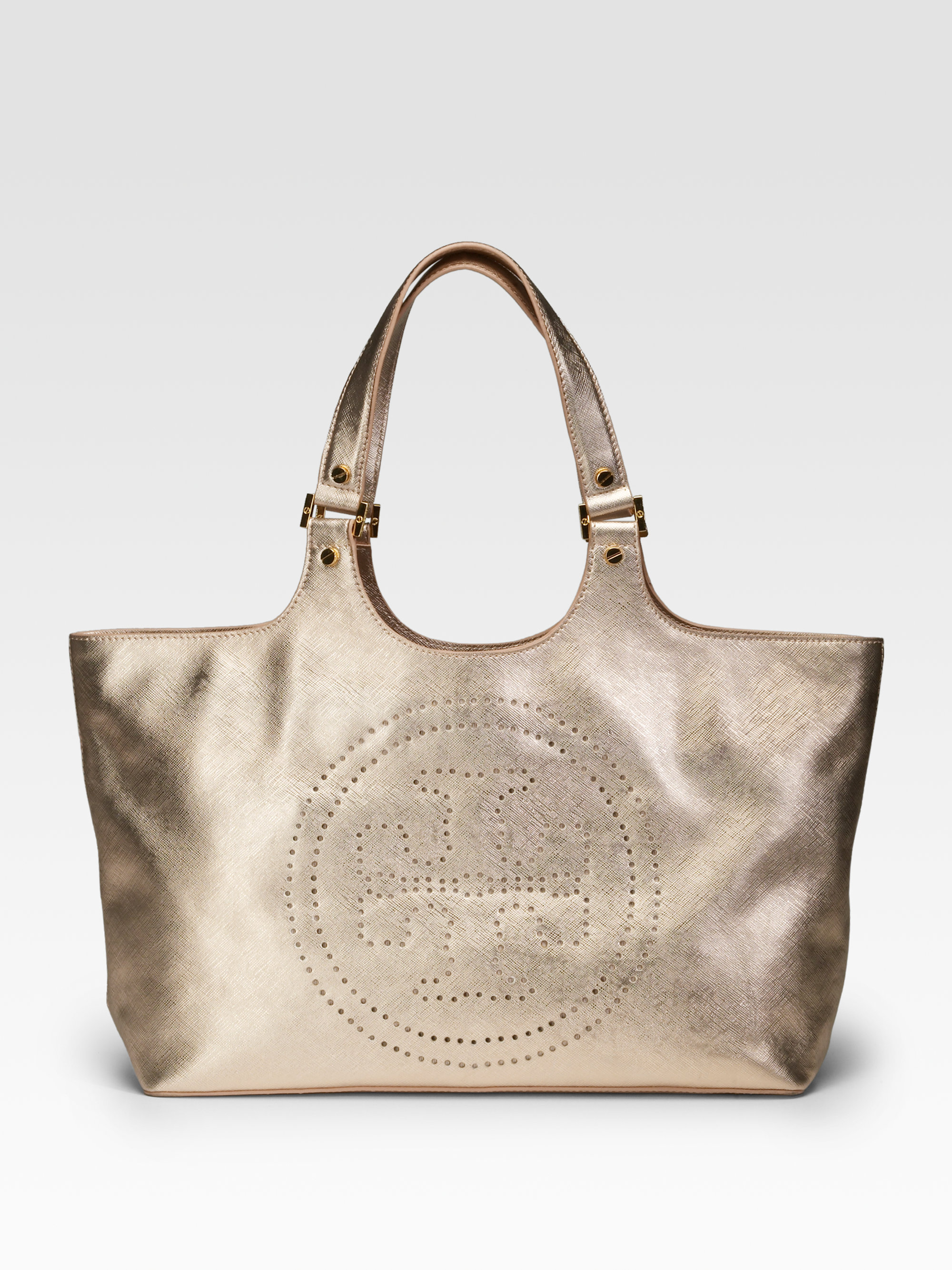 Lyst Tory Burch Saffiano Tote In Metallic Gallery