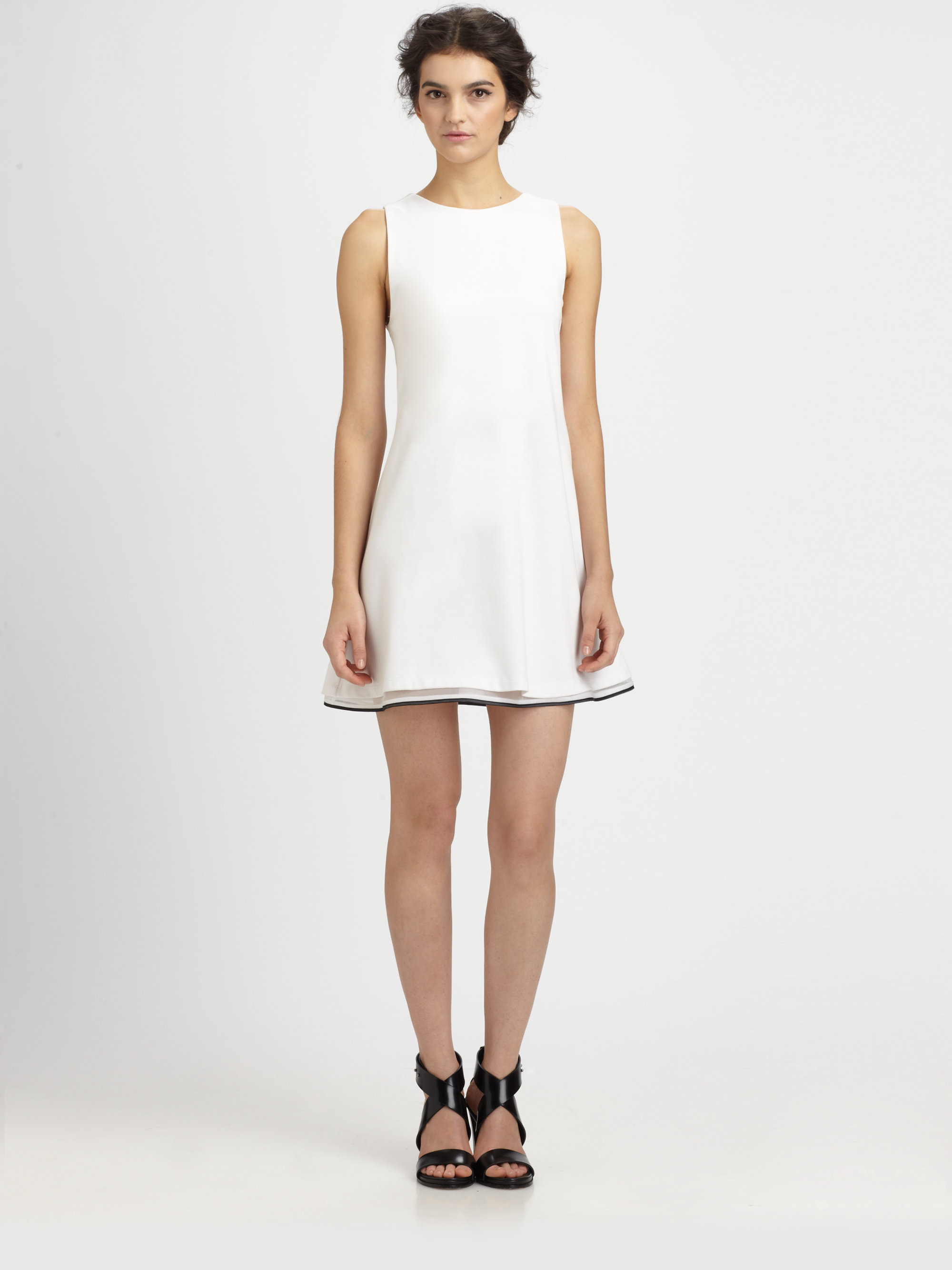 Lyst - Alice + olivia Stella A-Line Shift Dress in White