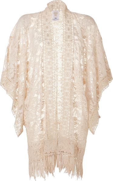 Anna Sui Mixed Lace Kimono in Cream in White (cream) | Lyst