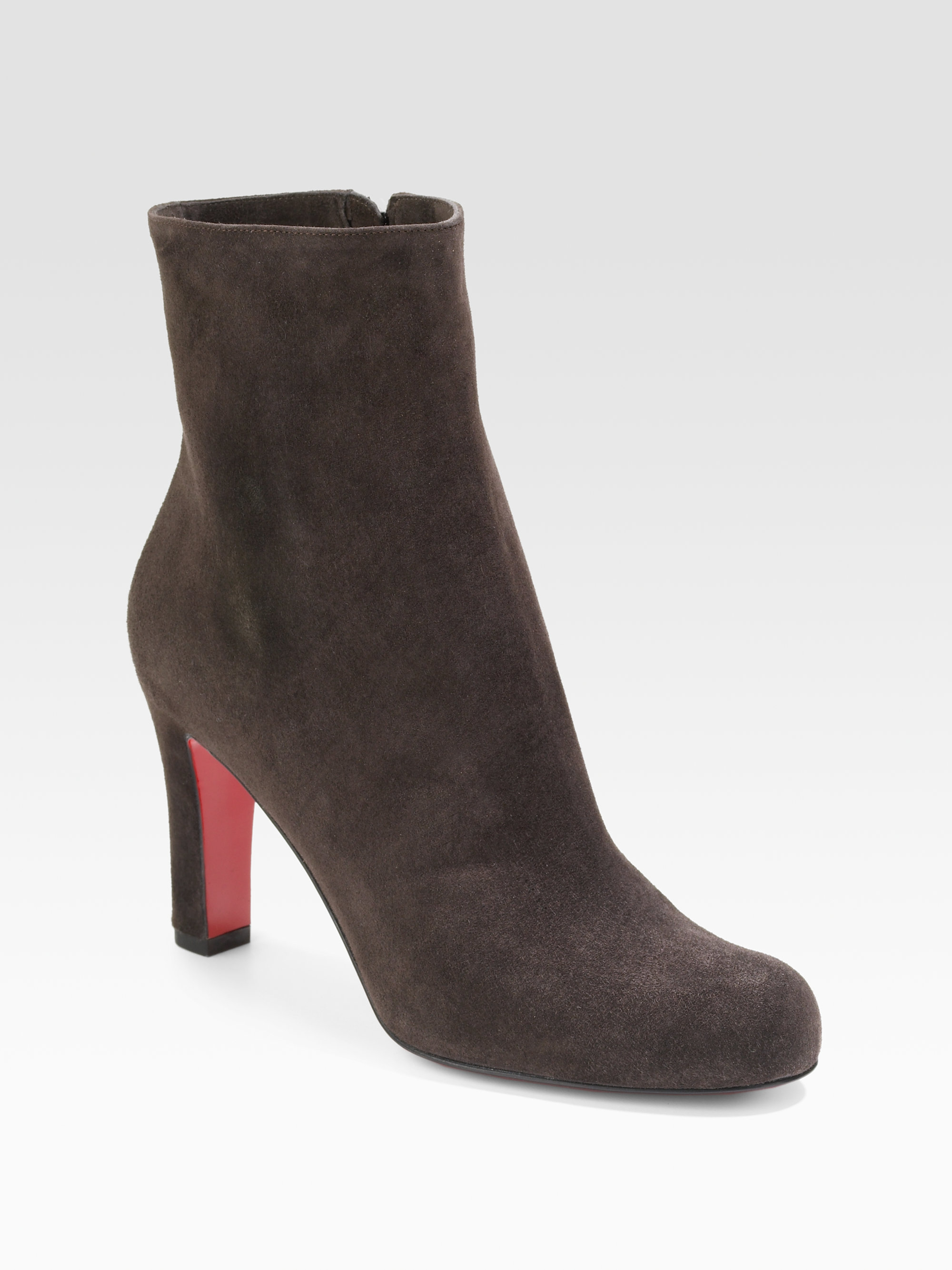 Christian Louboutin Miss Tack Suede Ankle Boots in Brown (black) | Lyst