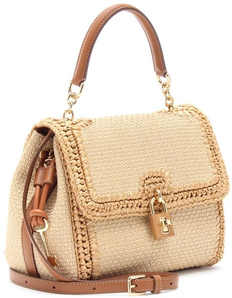 Dolce & Gabbana Raffia Shoulder Bag in Brown (tan) | Lyst