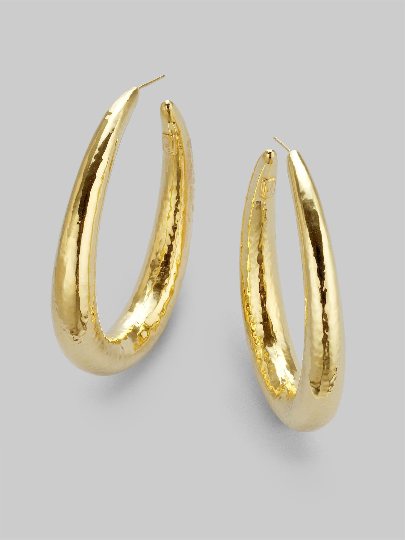 Ippolita 18K Yellow Gold Long Hoop Earrings/2.5 in Metallic - Lyst