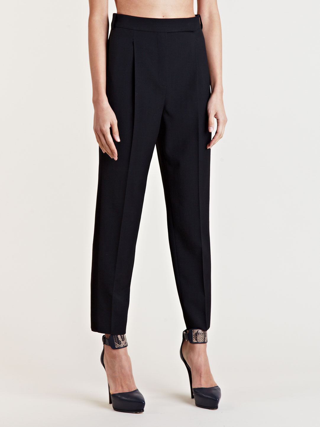 Lanvin Womens Satin Strip Tailored Pants in Black | Lyst