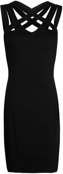 Mango Cross Strap Bodycon Dress in Black | Lyst