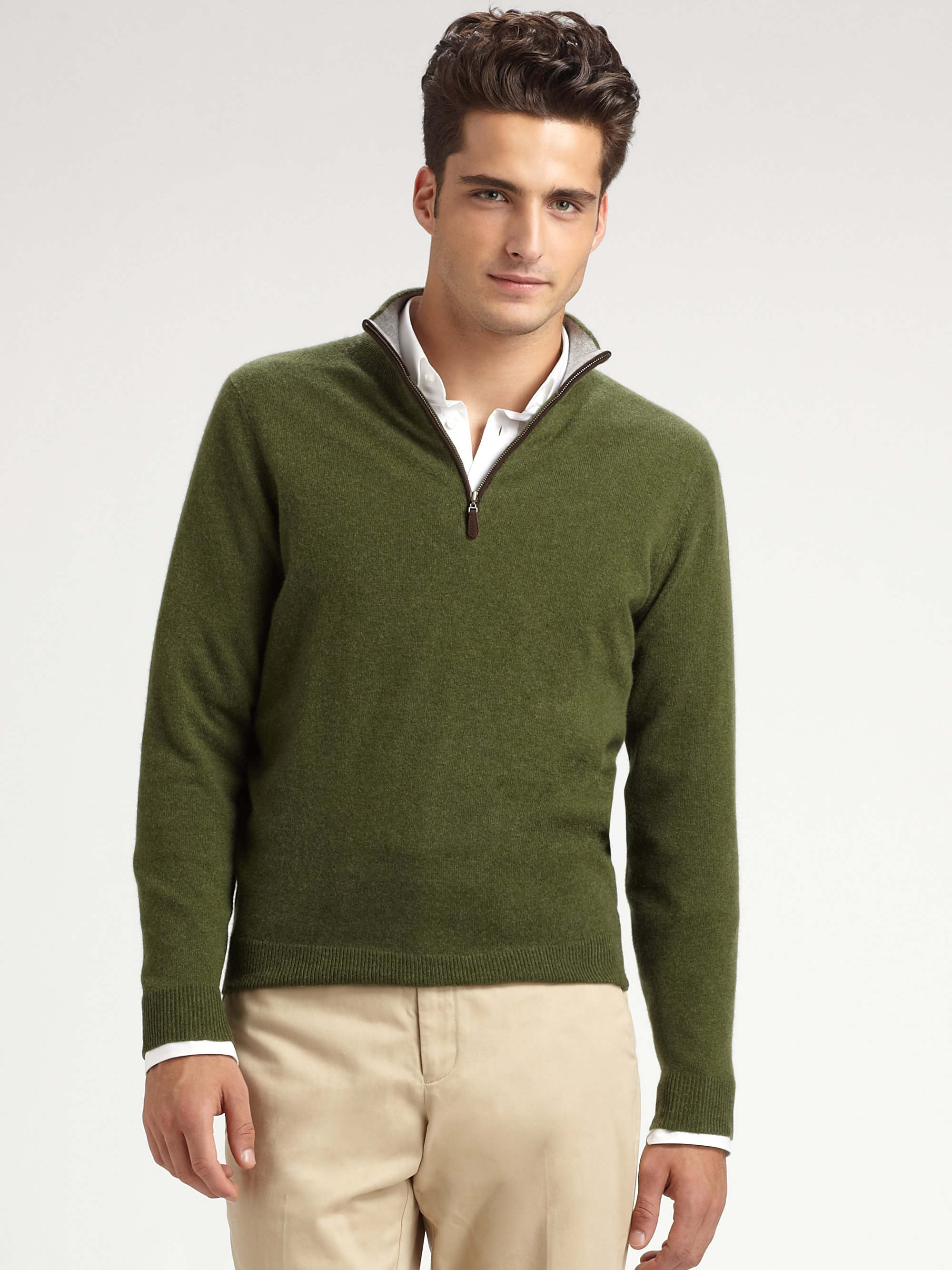 Saks fifth avenue Halfzip Cashmere Sweater in Gray for Men | Lyst