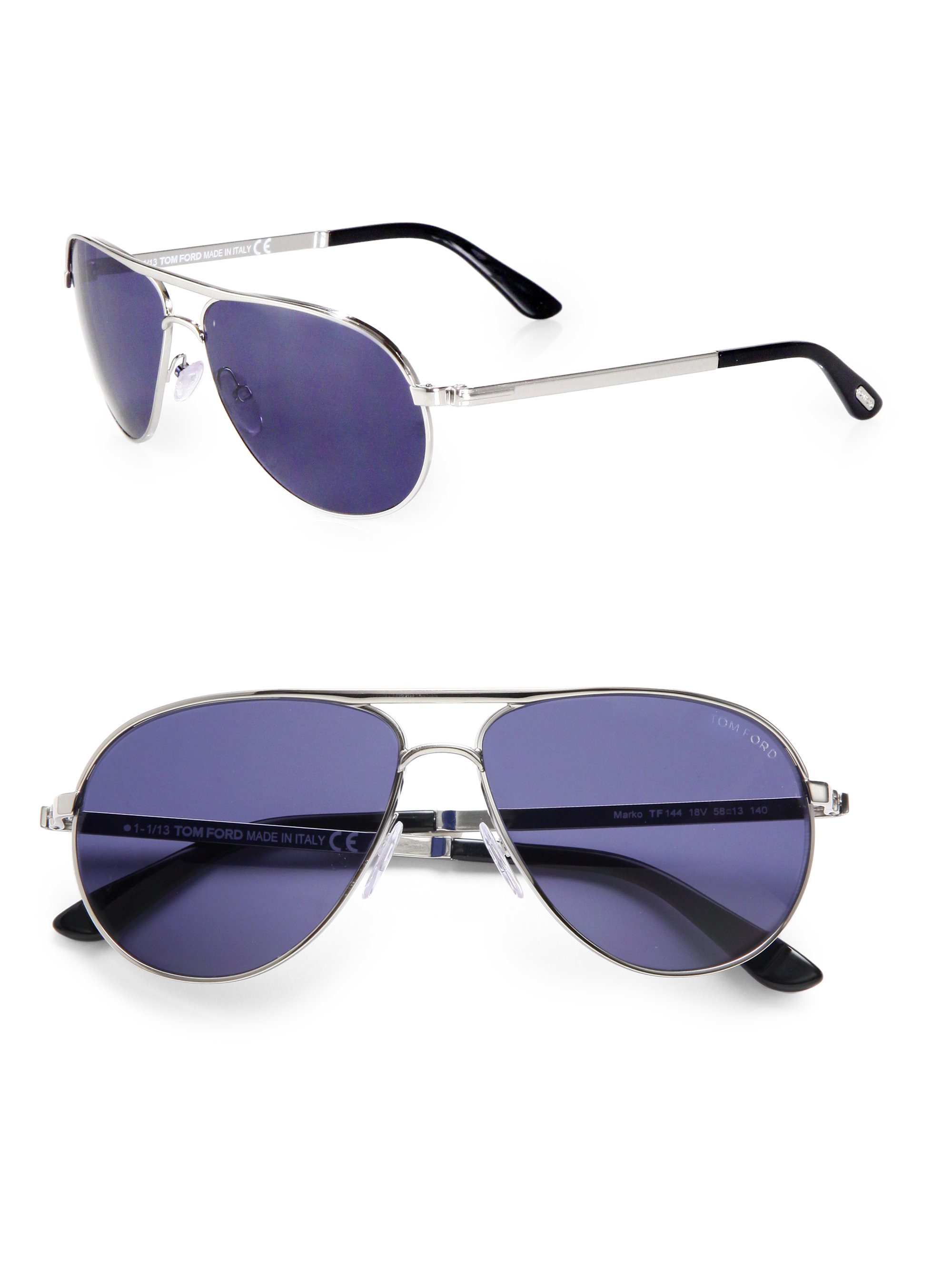 Lyst - Tom Ford Marko Metal Aviator Sunglasses in Blue for Men