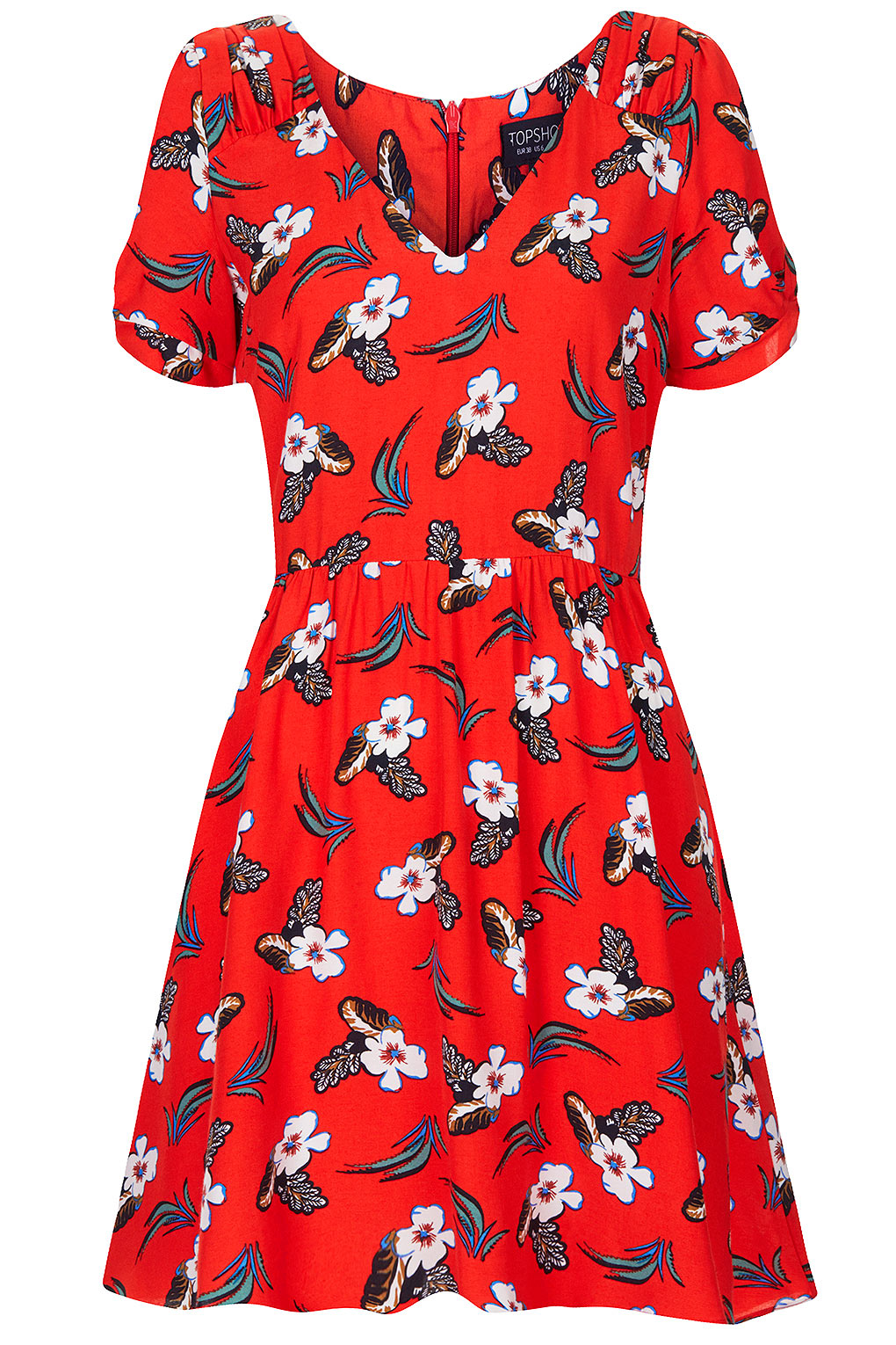 TOPSHOP Little Floral Tea Dress in Red - Lyst