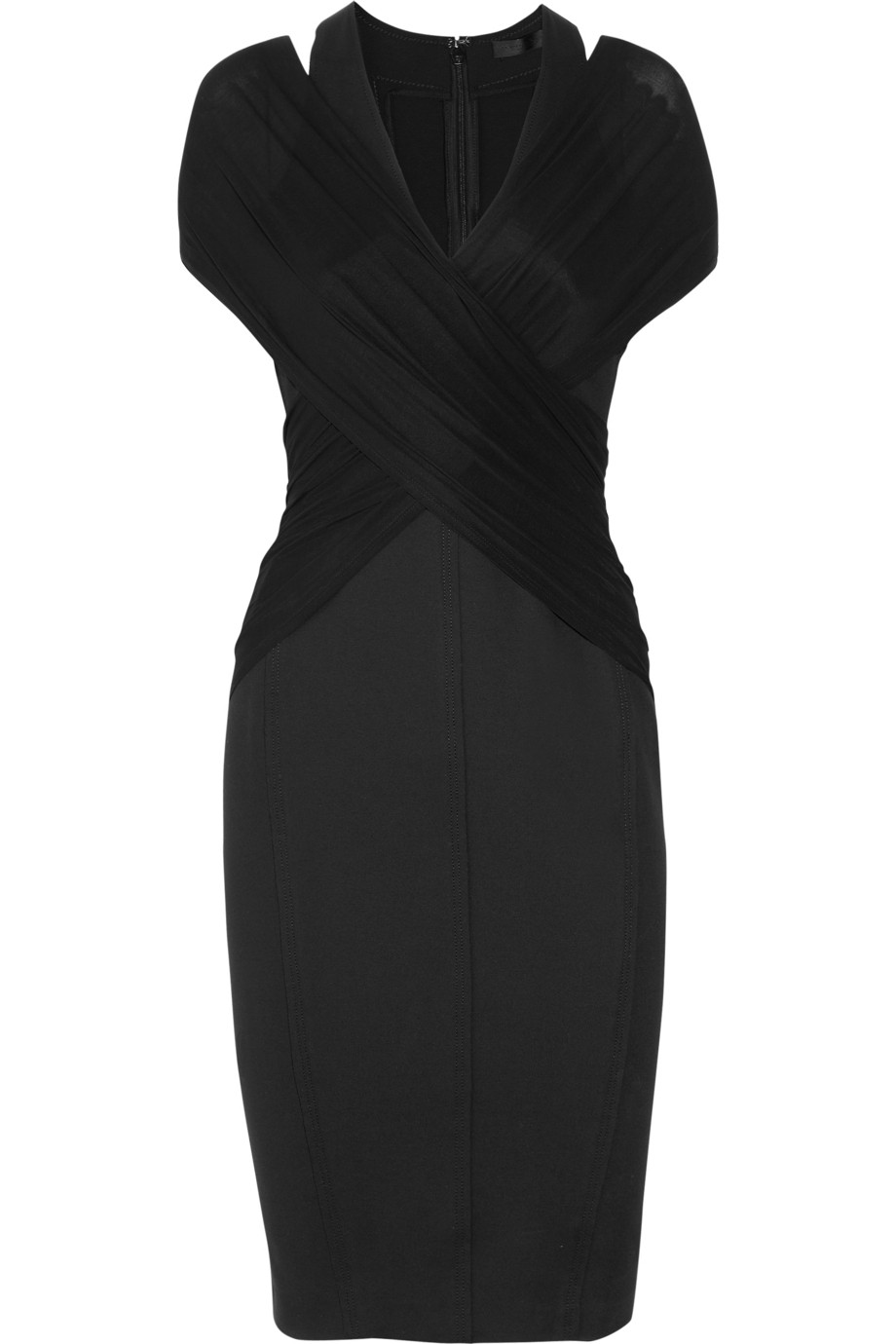 Lyst - Donna karan Stretchcrepe and Ruched Jersey Dress in Black