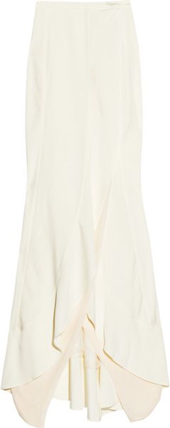 Donna Karan New York Layered Crepe and Silk chiffon Maxi Skirt in White ...