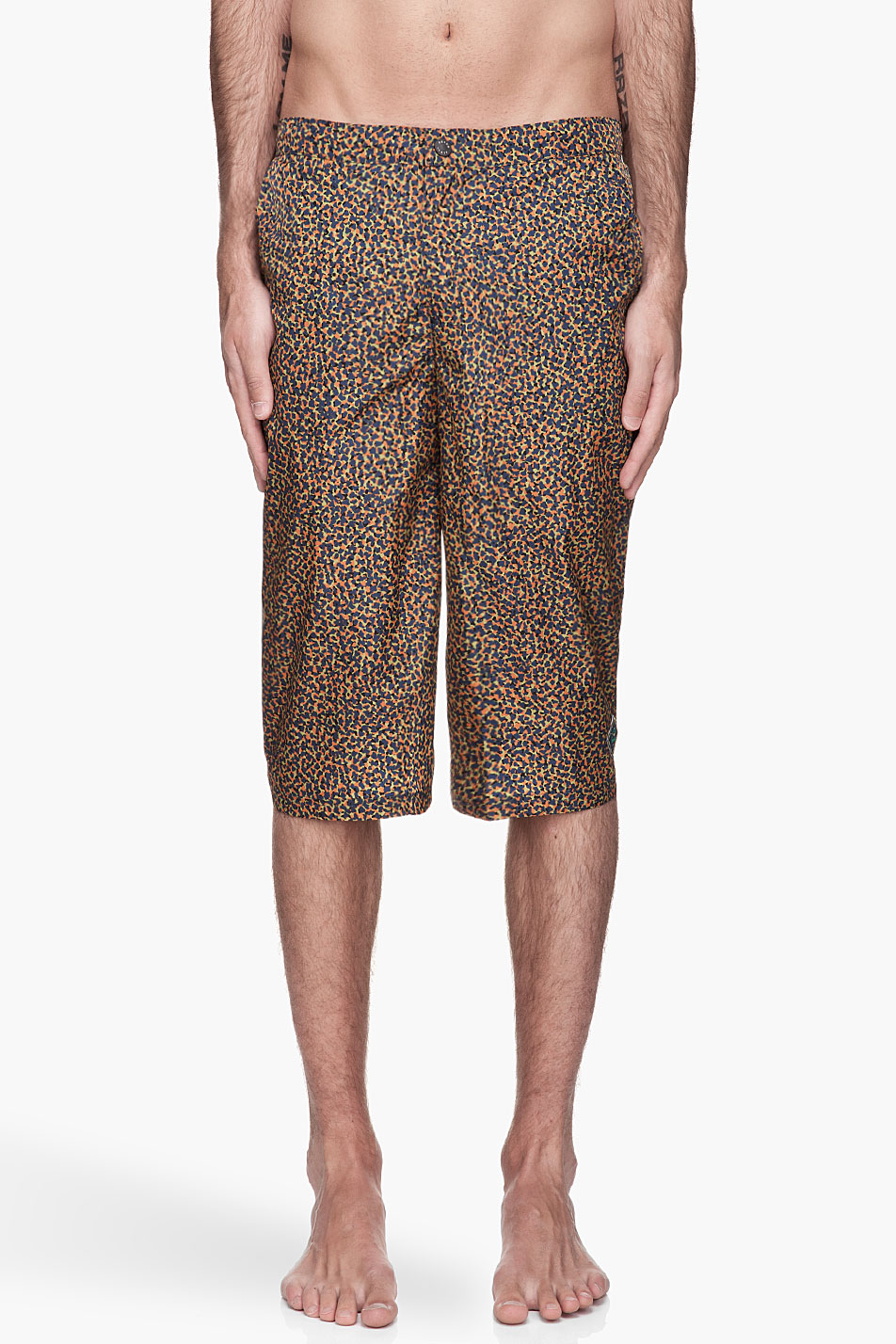 Kenzo Khaki Ishihara Long Swim Shorts in Khaki for Men | Lyst