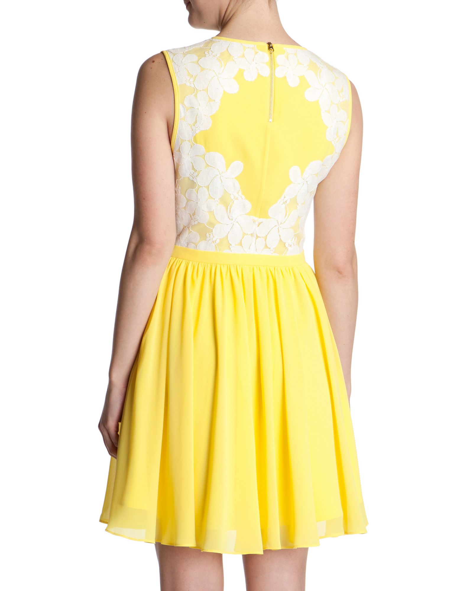 Lyst Ted Baker Vember Lace Colour Block Dress In Yellow Gallery