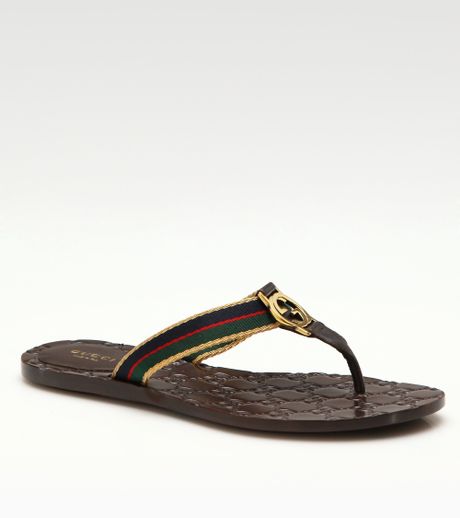 Gucci Gg Thong Sandals in Brown (cocoa multi) | Lyst