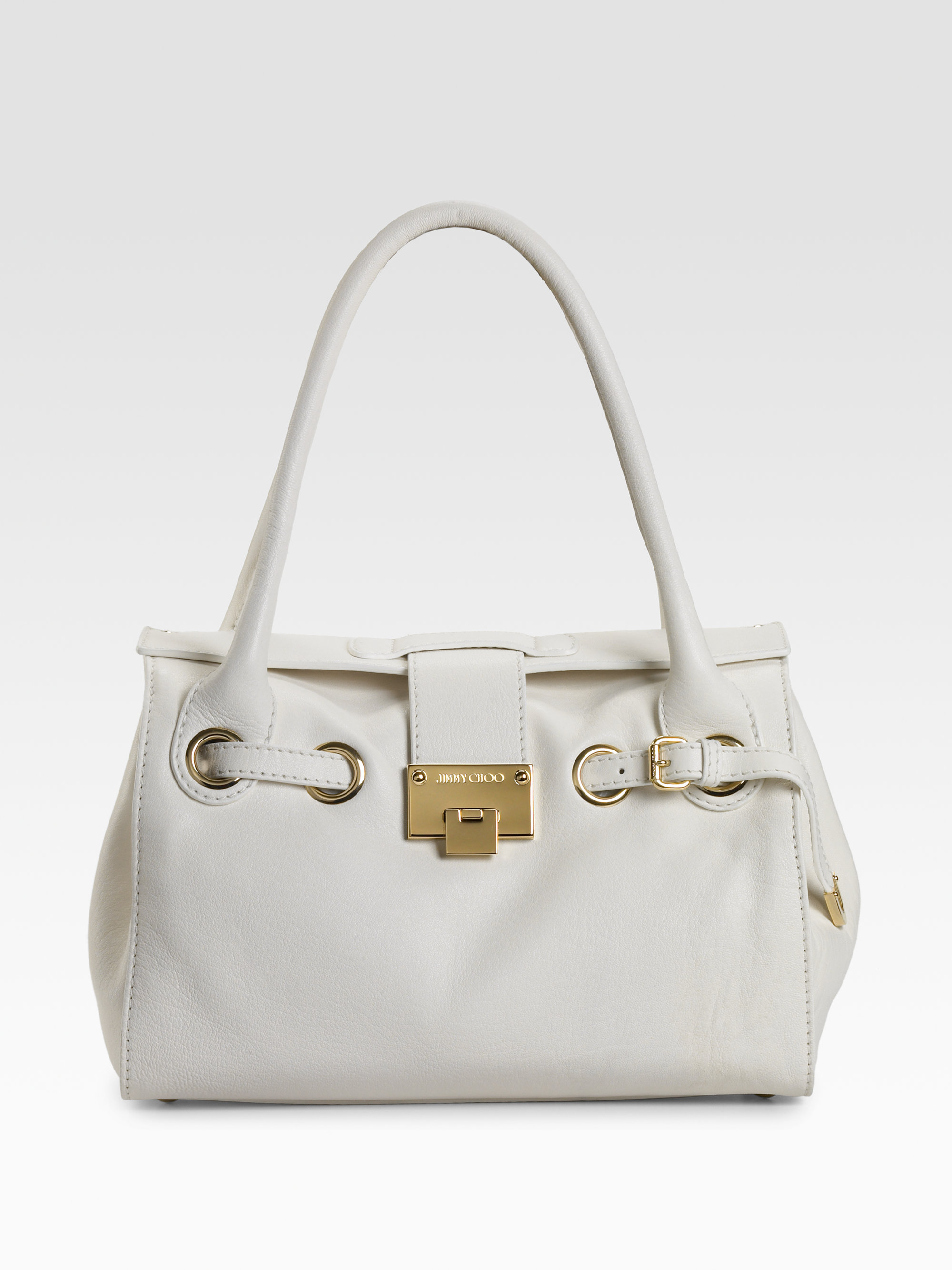 Jimmy Choo Ross Nappa Leather Shoulder Bag in White (black) | Lyst