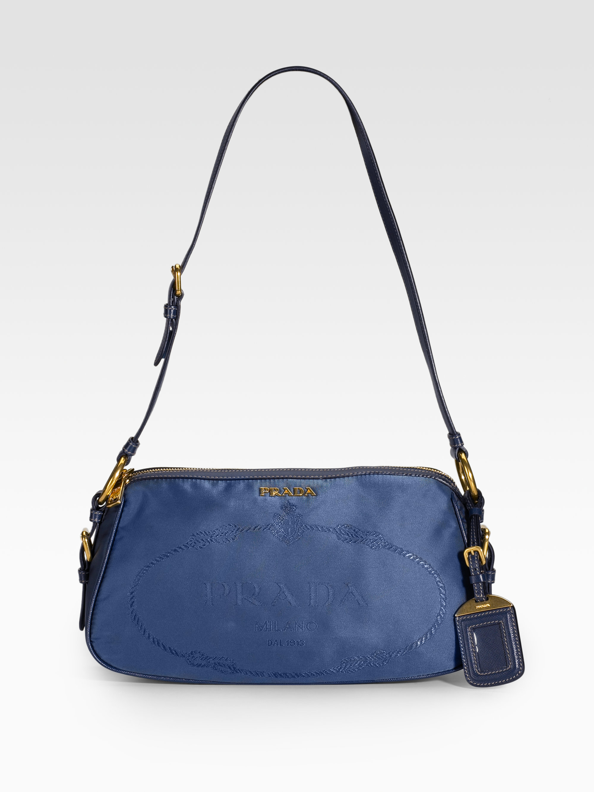 Prada Nylon Saffiano Leather Shoulder Bag in Blue (black) | Lyst