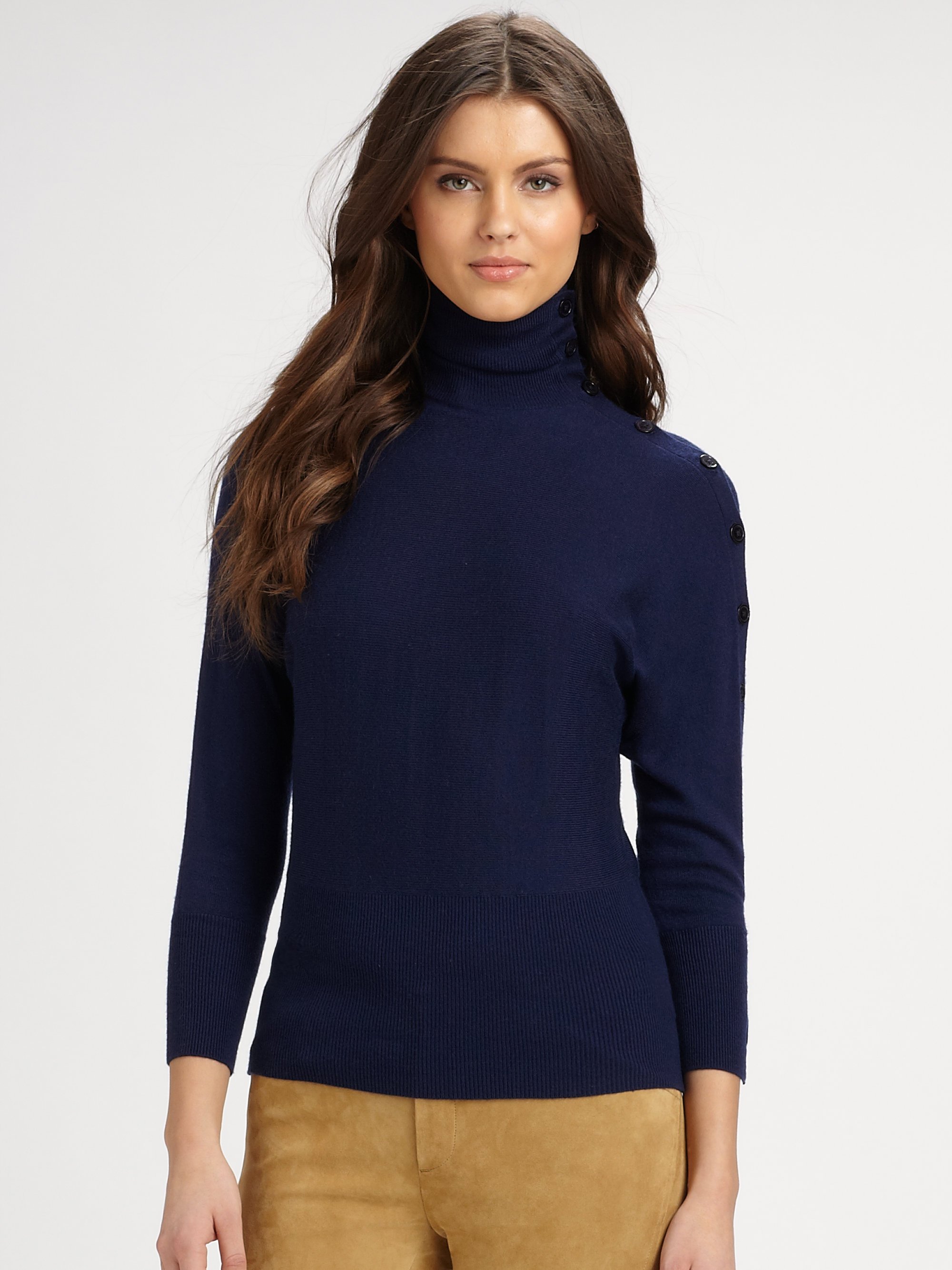 Lyst - Ralph lauren blue label Turtleneck Sweater in Natural