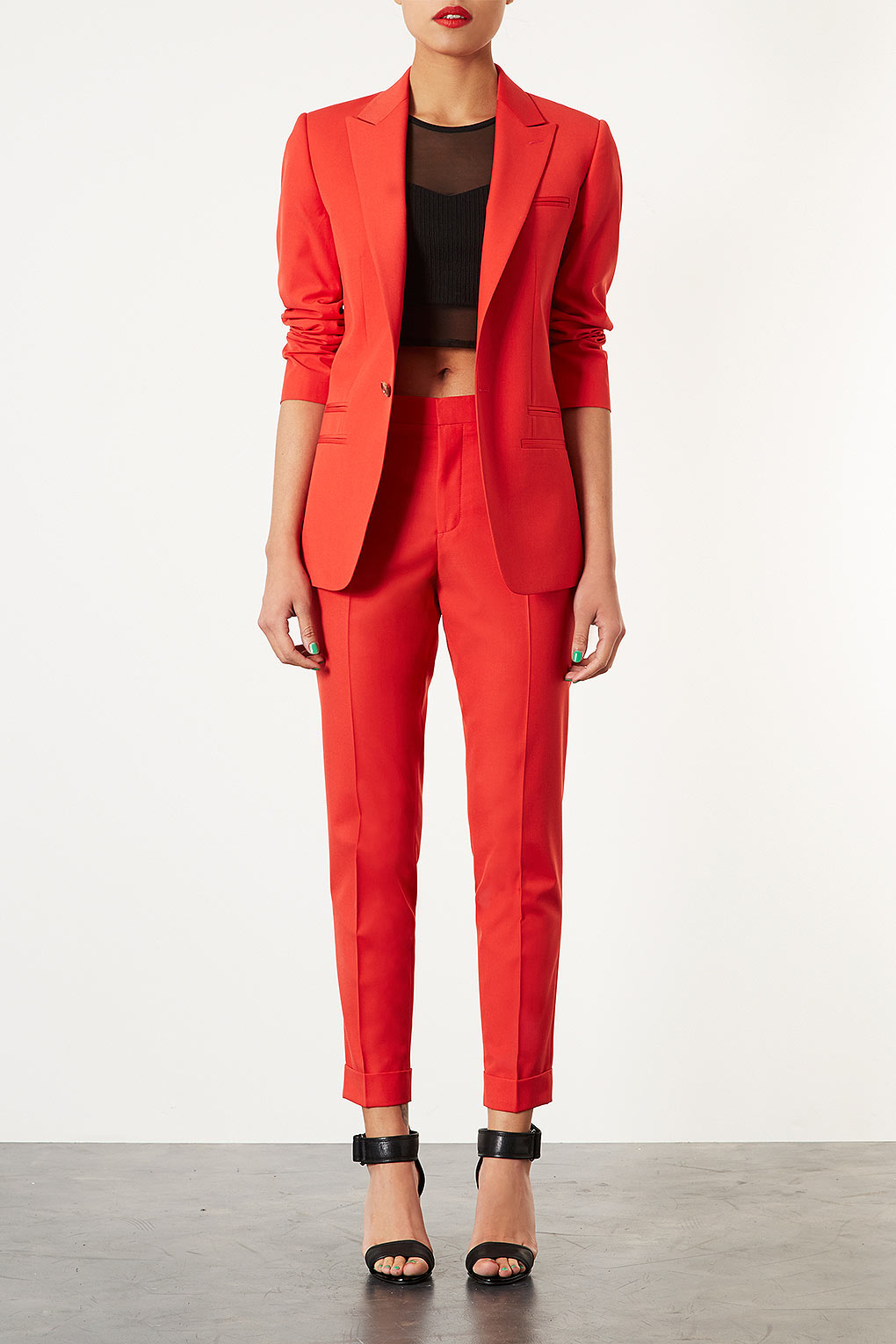 topshop red trousers