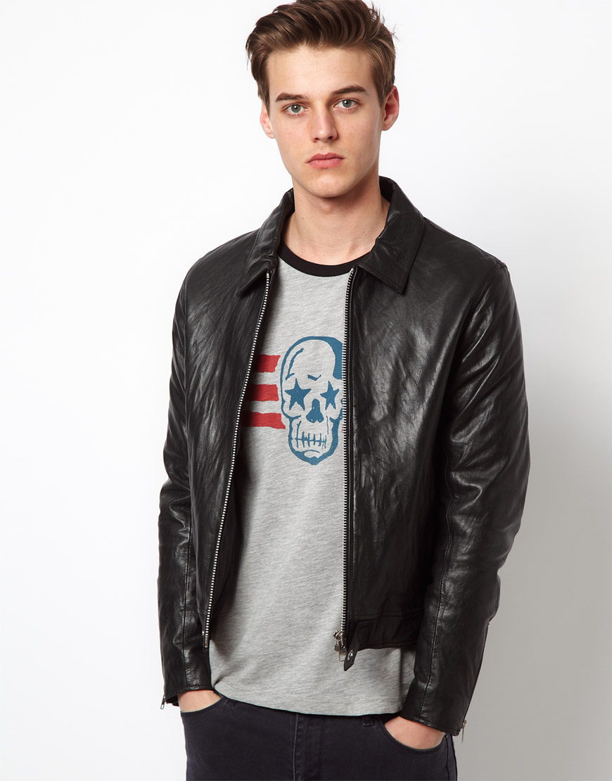 Lyst Asos Leather Jacket In Black For Men Gallery