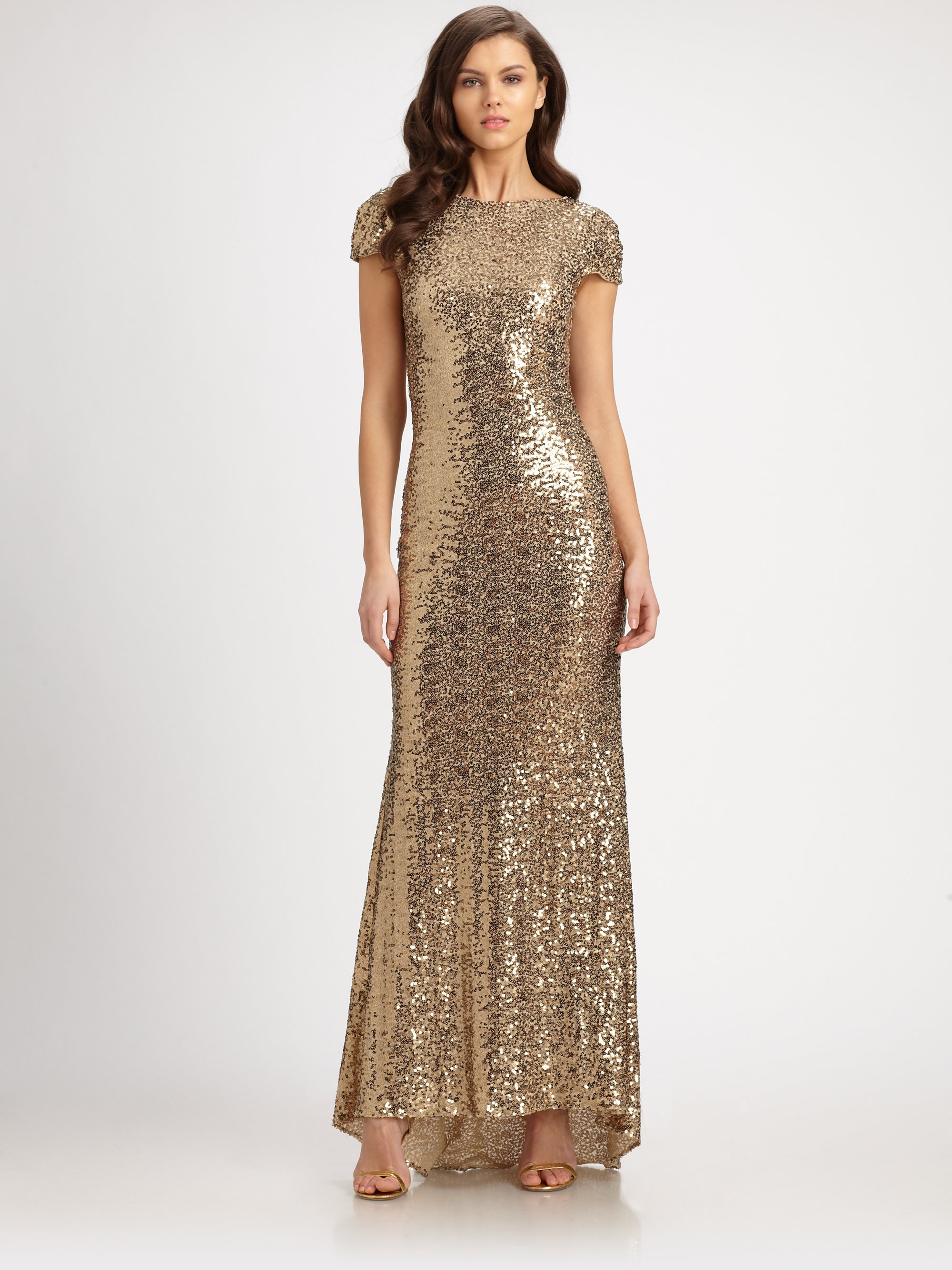 badgley mischka black sequin gown