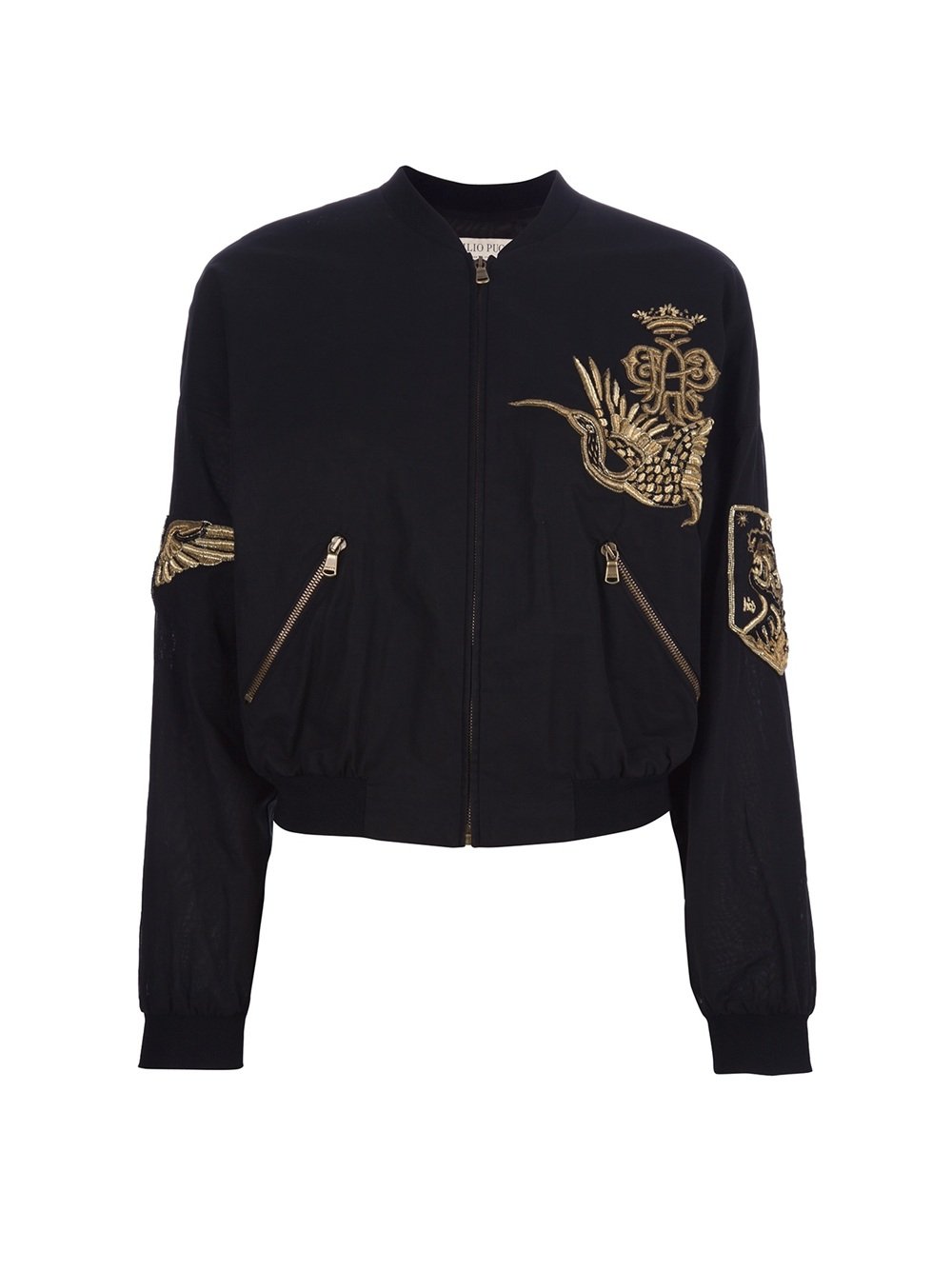 Emilio Pucci Embroidered Bomber Jacket in Brown (black) | Lyst