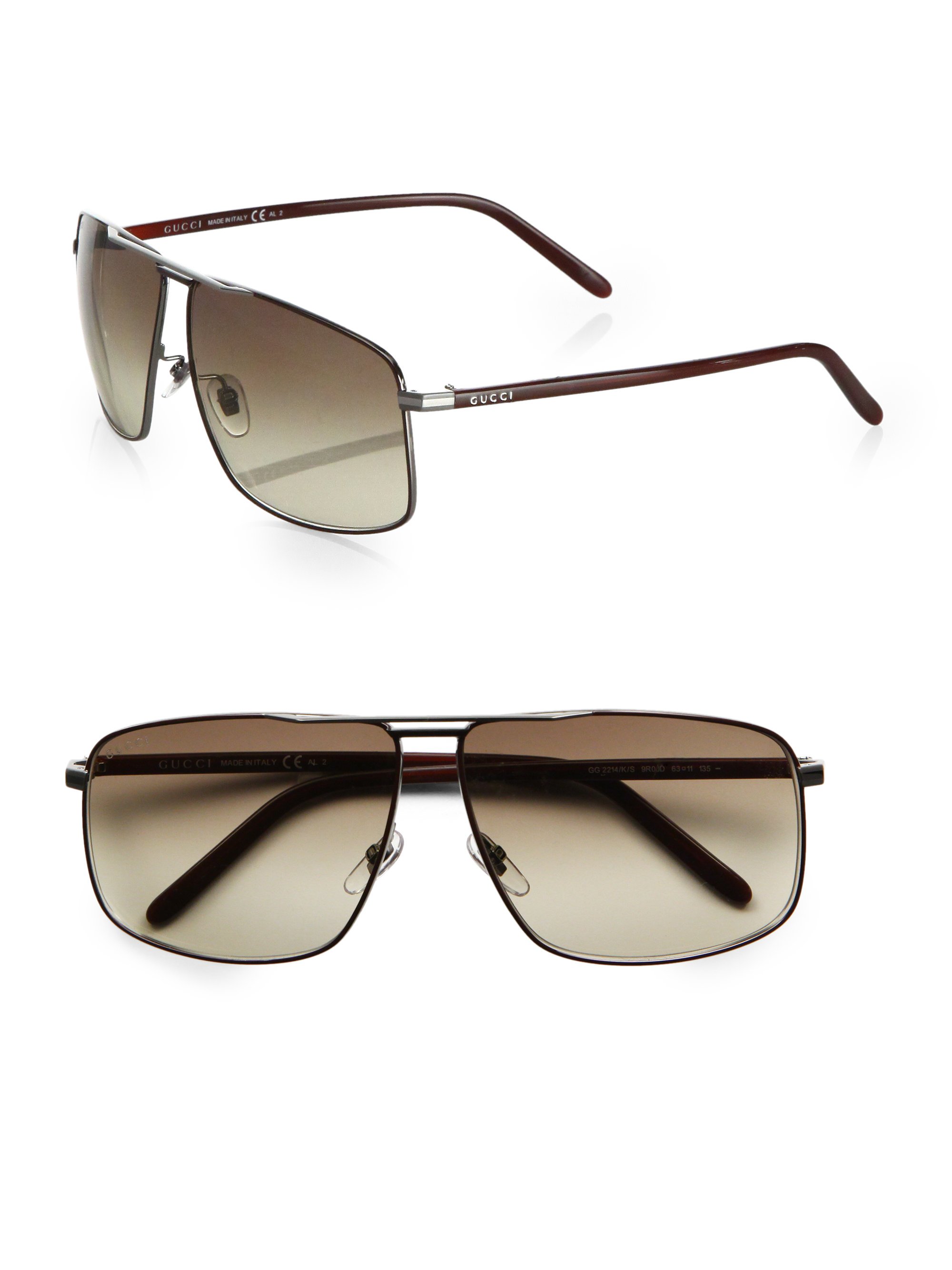 Gucci Metal Navigator Sunglasses in Brown for Men | Lyst