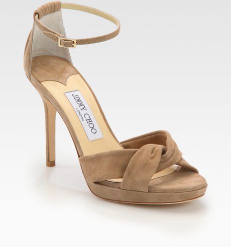 Jimmy Choo Marion Suede Ankle Strap Sandals in Brown (tobacco) | Lyst