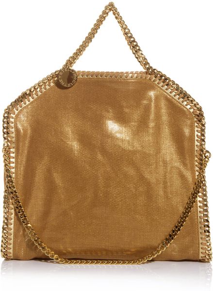 Stella Mccartney Falabella Metallic Linen Bag in Gold - Lyst