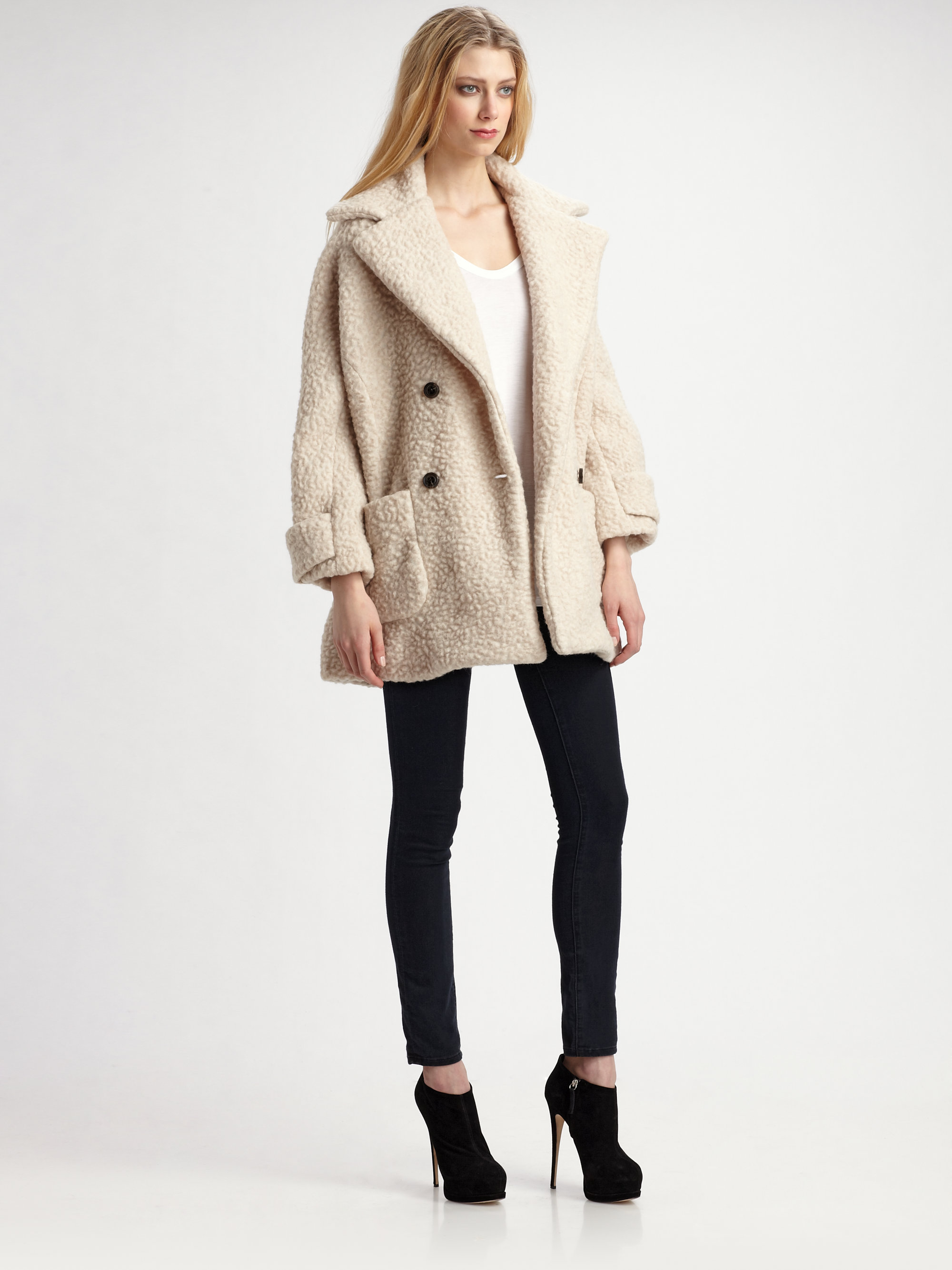 Teddy Bear Texture Faux Fur Pea Coat In From Onenationclothing Co