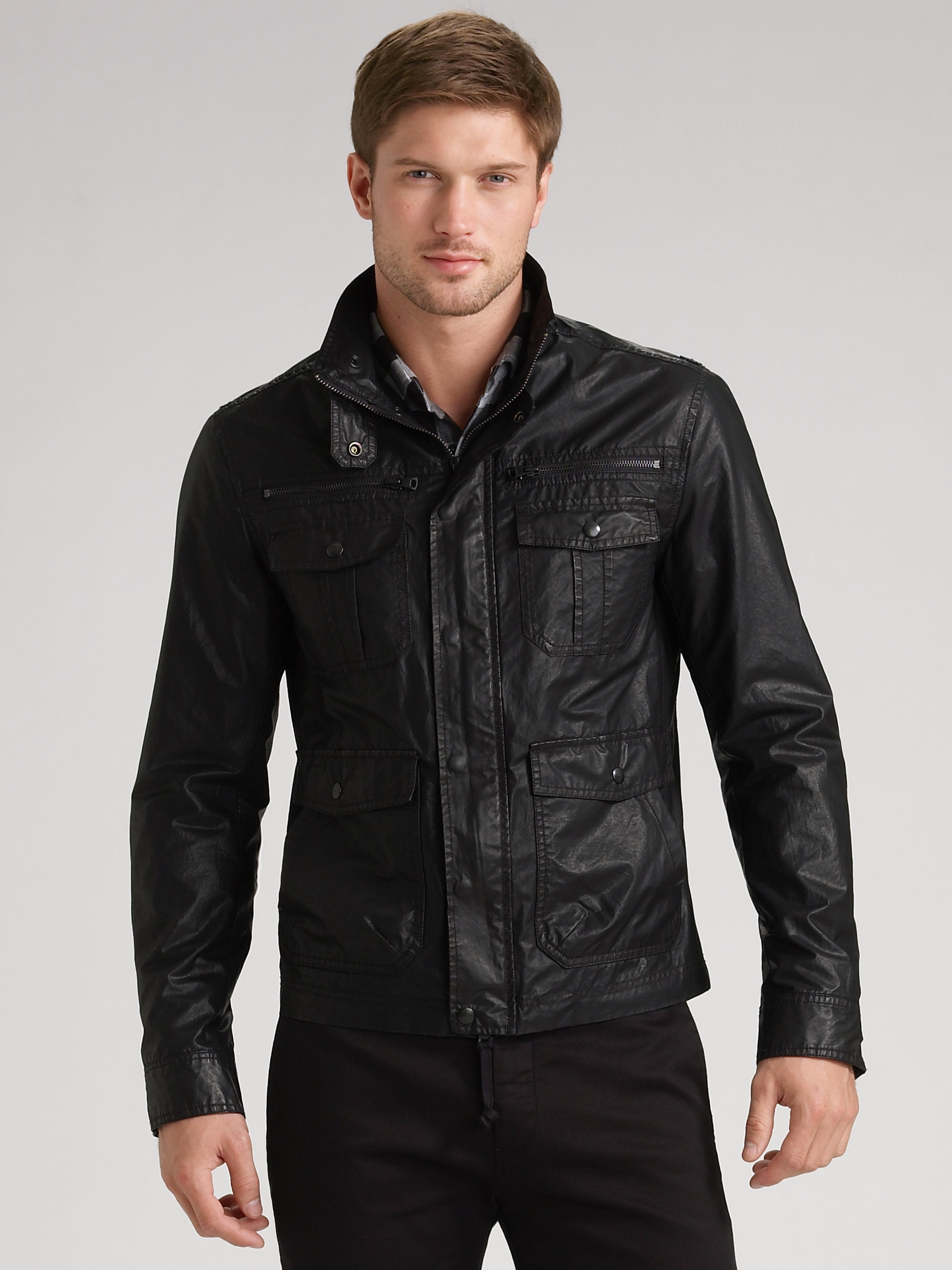 Lyst - Theory Waxed Jacket in Black for Men