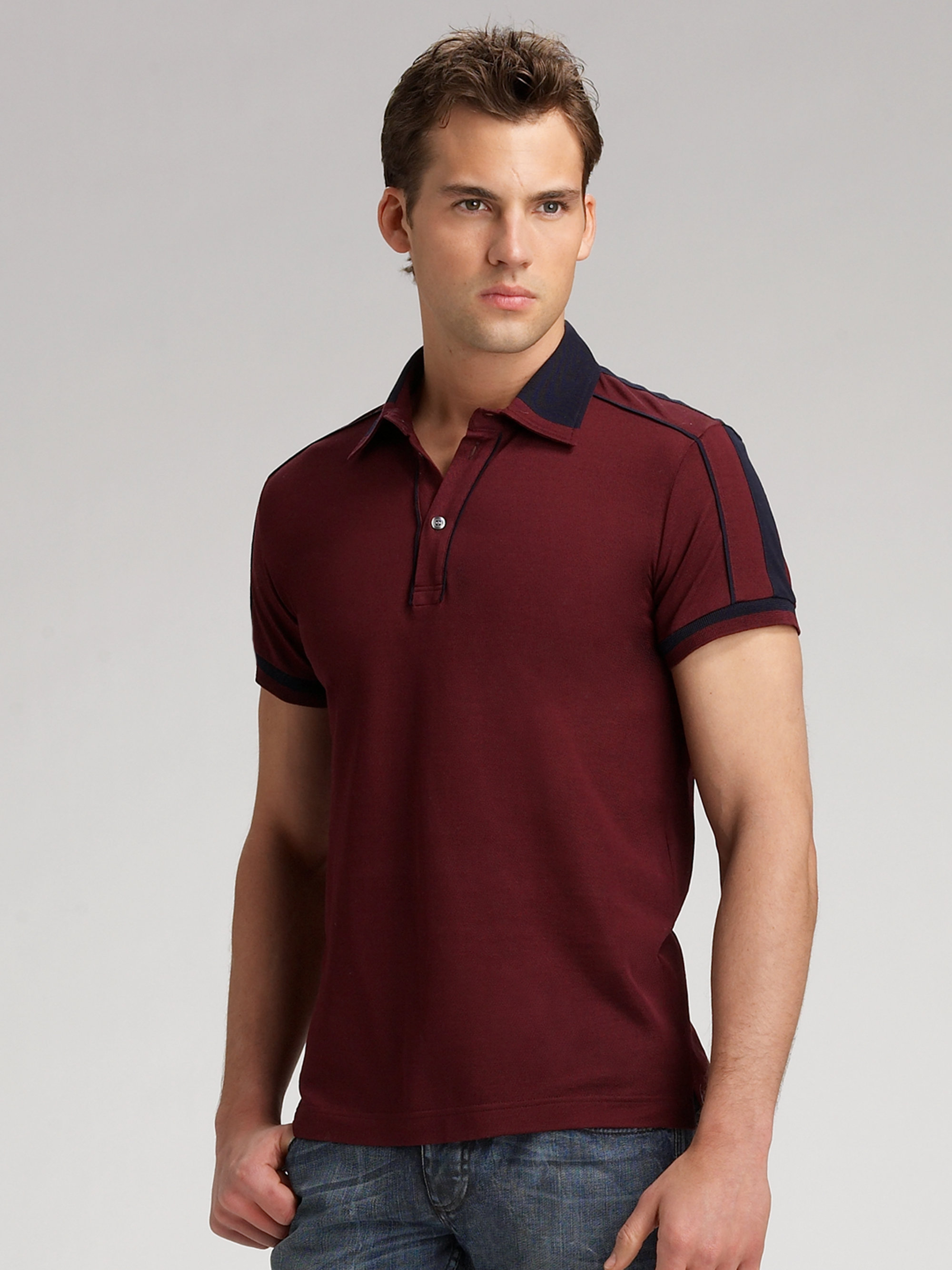 D&g Colorblock Polo in Red for Men (burgundy-black) | Lyst