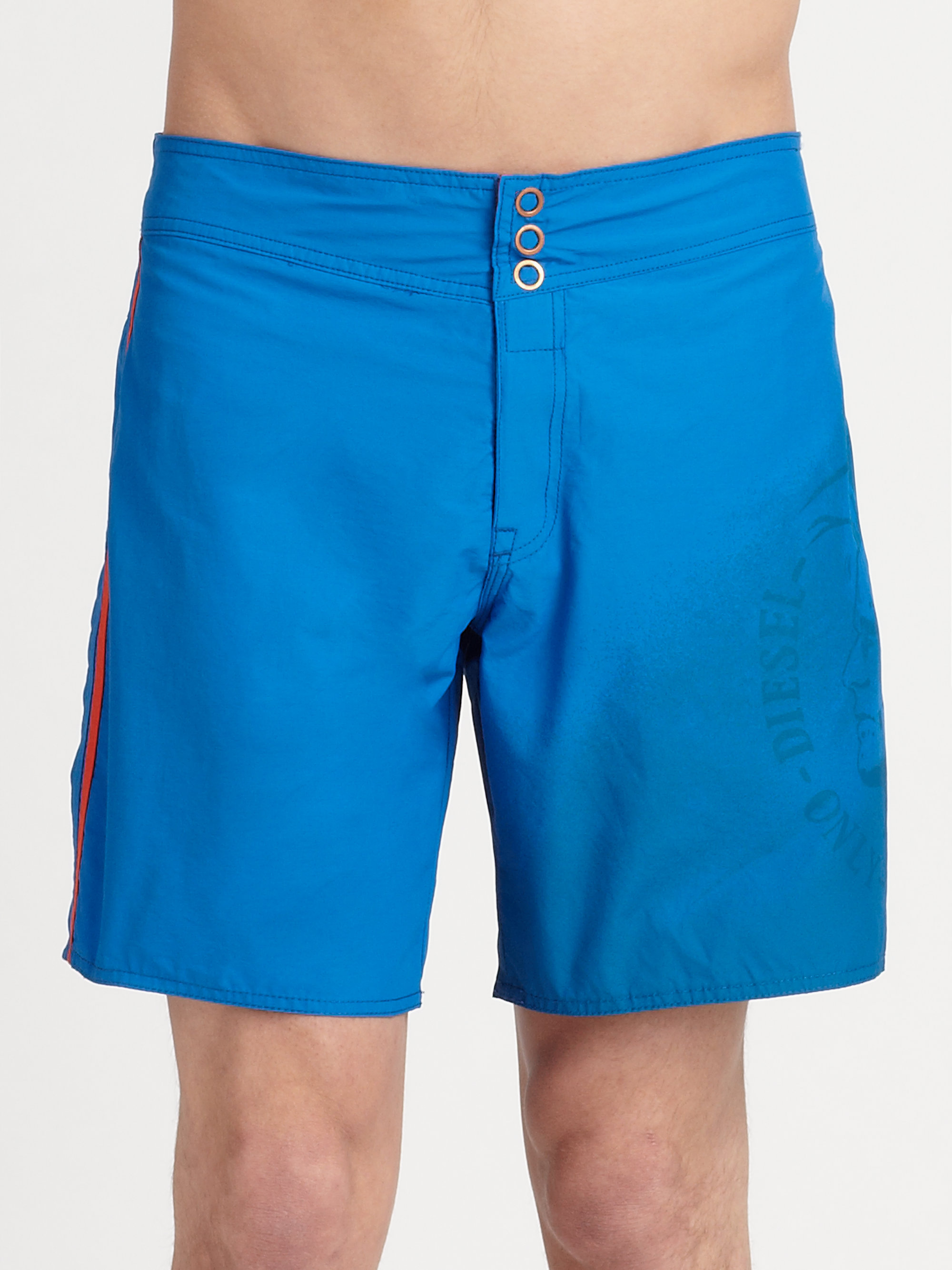 Lyst - Diesel Cotton-Blend Swim Shorts in Blue for Men