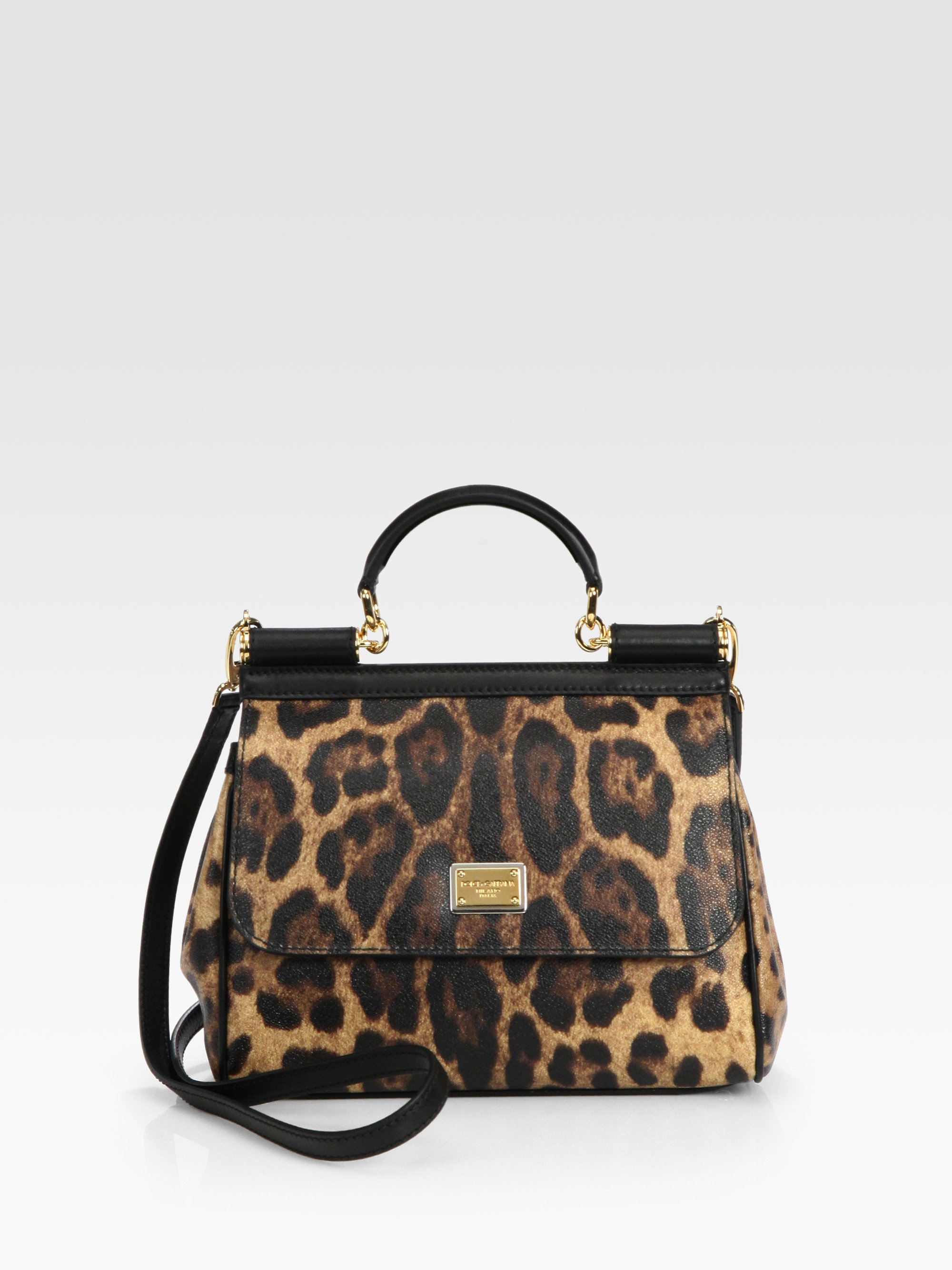 Lyst - Dolce & Gabbana Sicily Leopard Printed Coated Canvas Satchel