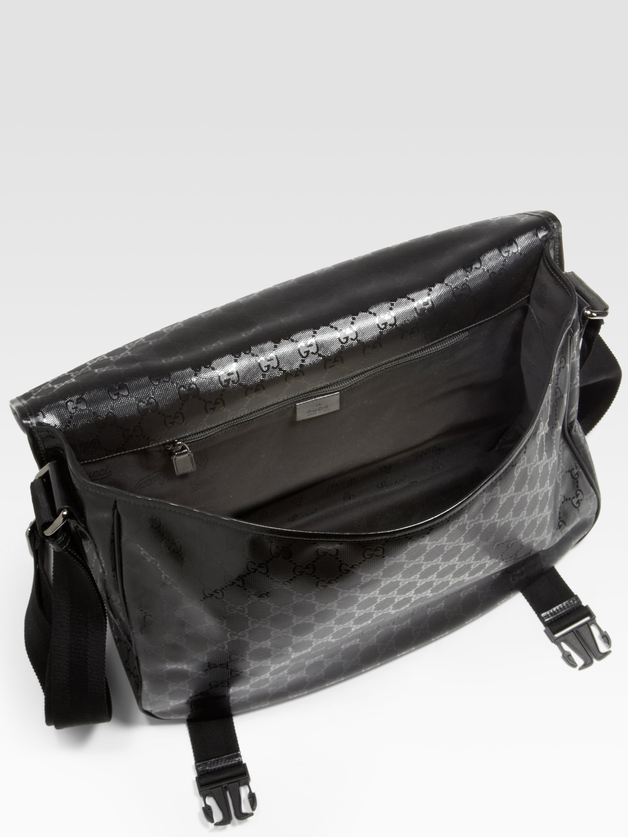 Lyst - Gucci Logo Messenger Bag in Black for Men