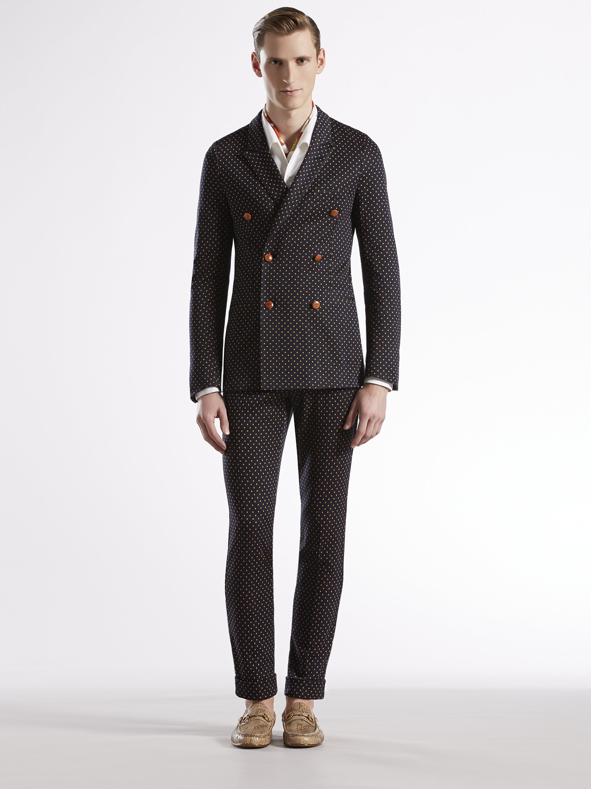 Gucci Jersey Dots Doublebreasted Suit in Brown for Men (brown multi) | Lyst