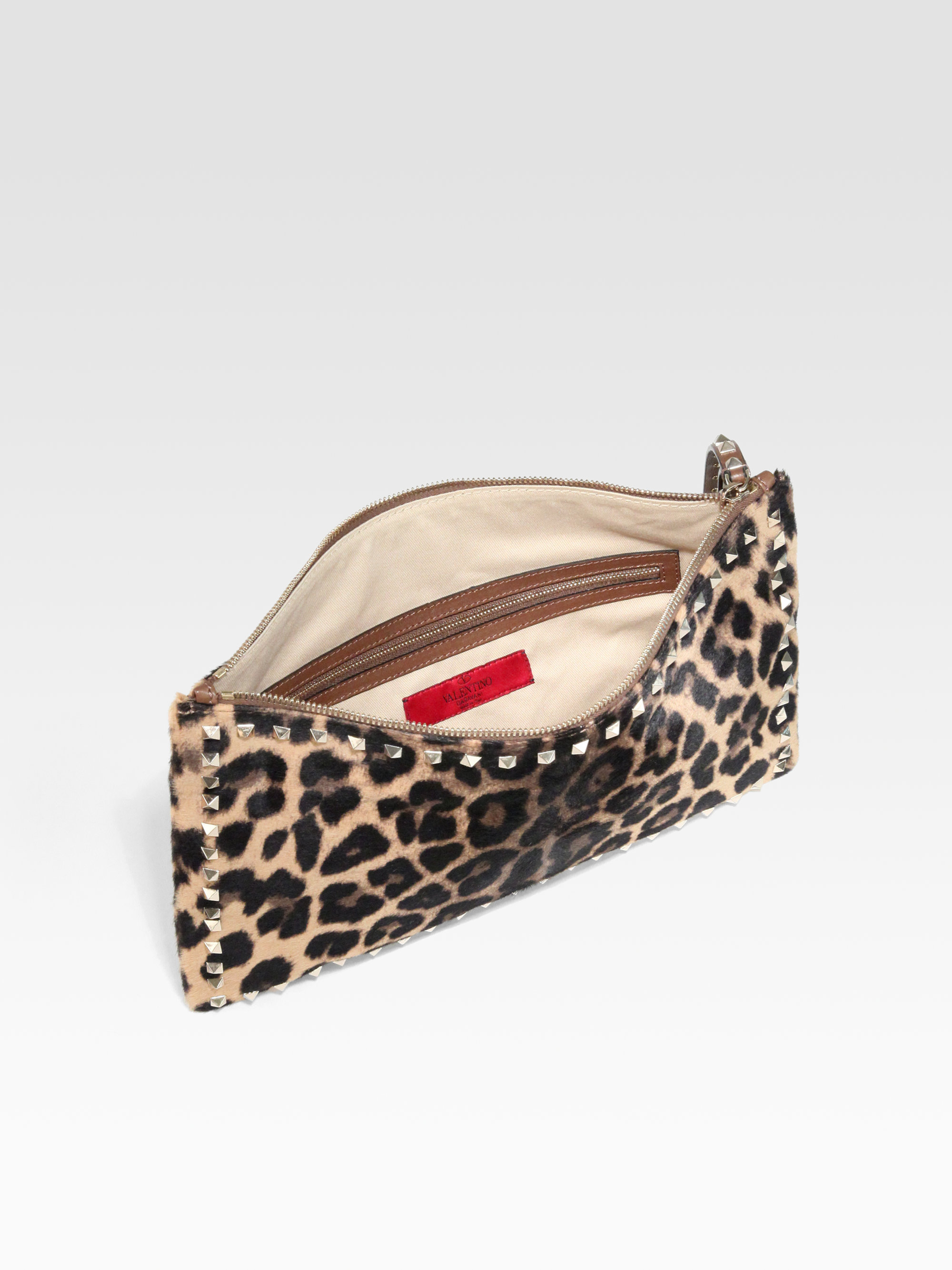 Lyst Valentino Rockstud Pony Hair Leather Clutch