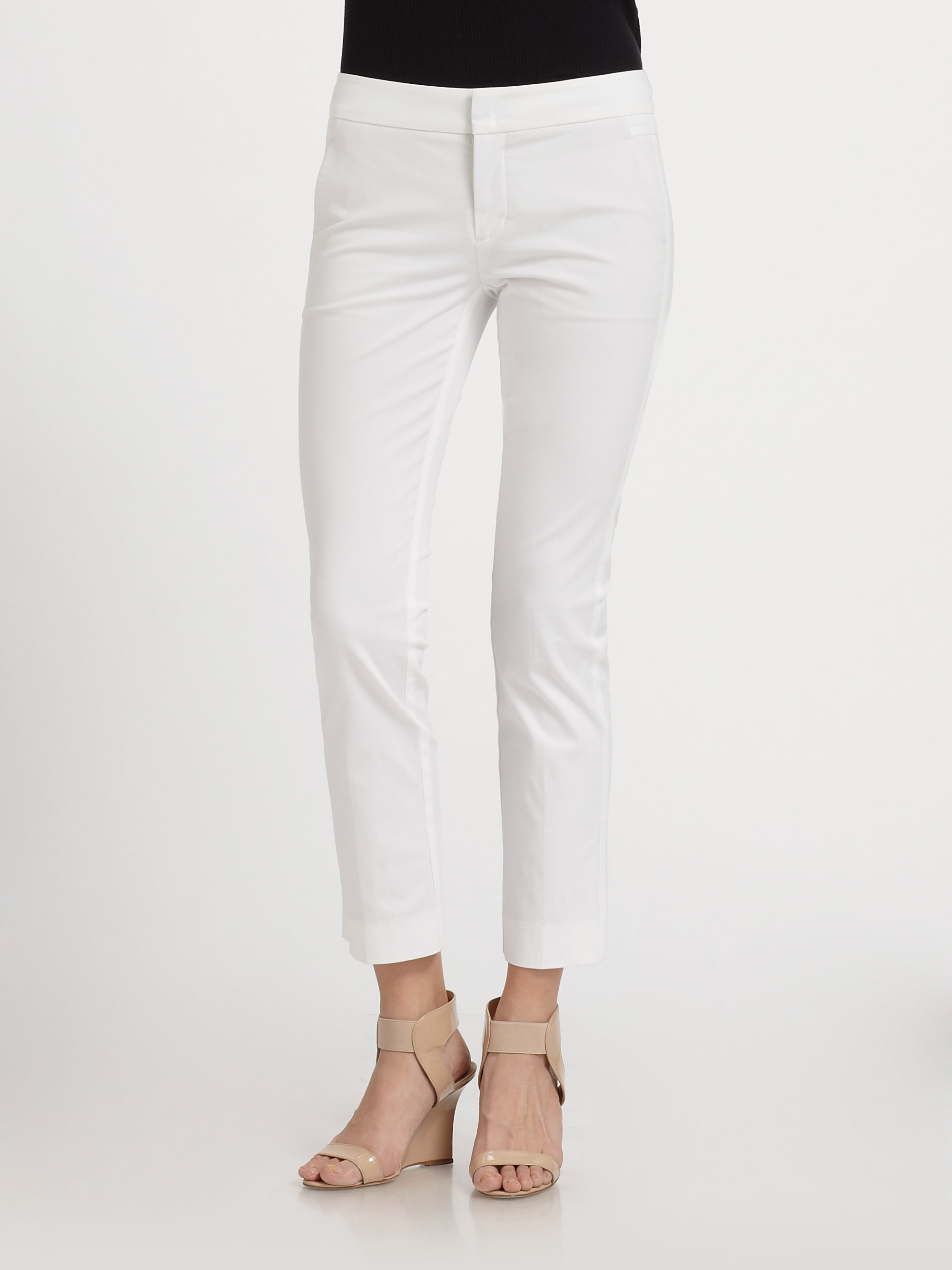 Lyst - Vince Stretch Cotton Cropped Flare Pants in White