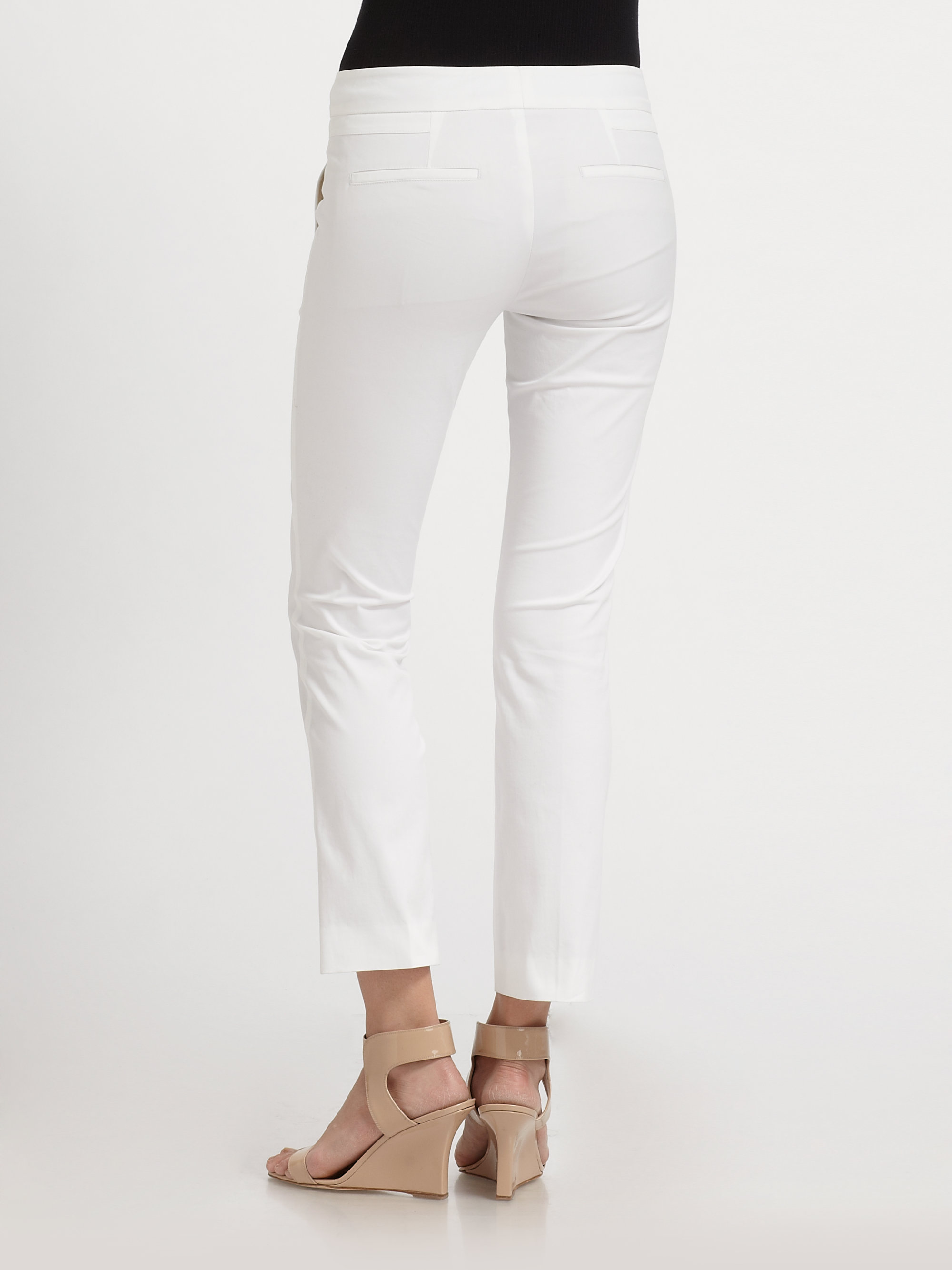 white stretch pants