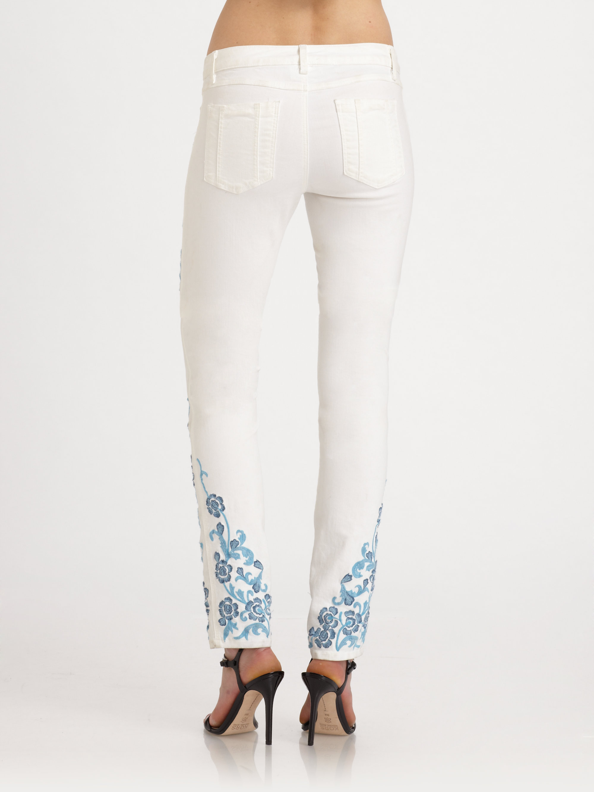 white embroidered pants