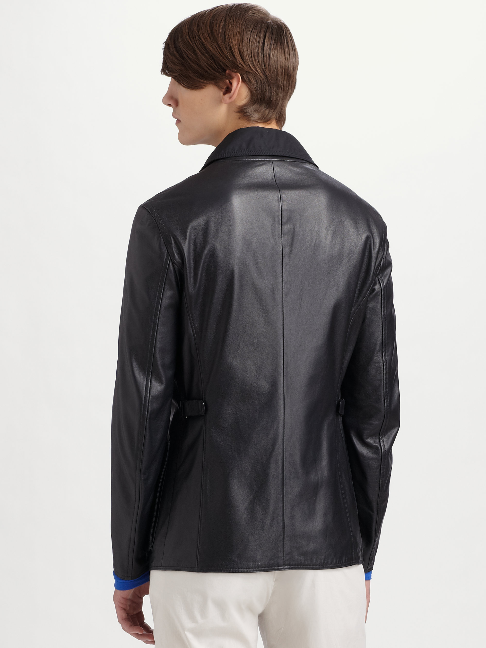 Jil Sander Ranger Reversible Leather Jacket In Blue For Men Lyst Gallery