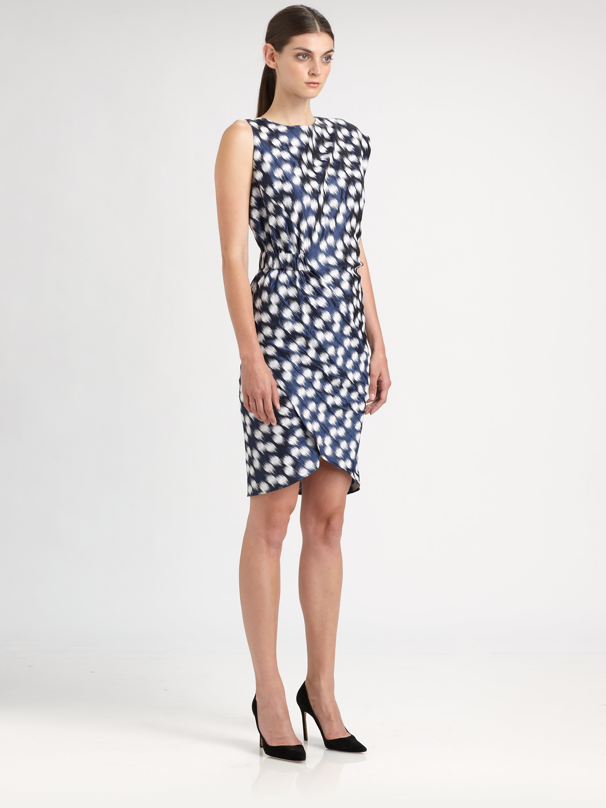 Zero + Maria Cornejo Tomo Dress in White (navy/white) | Lyst