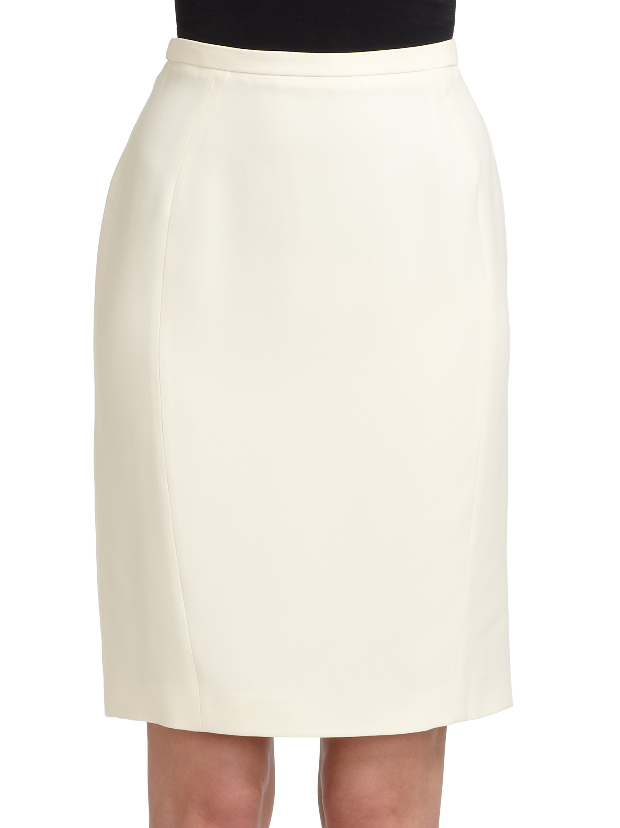 Giorgio armani Seamed Pencil Skirt in White | Lyst