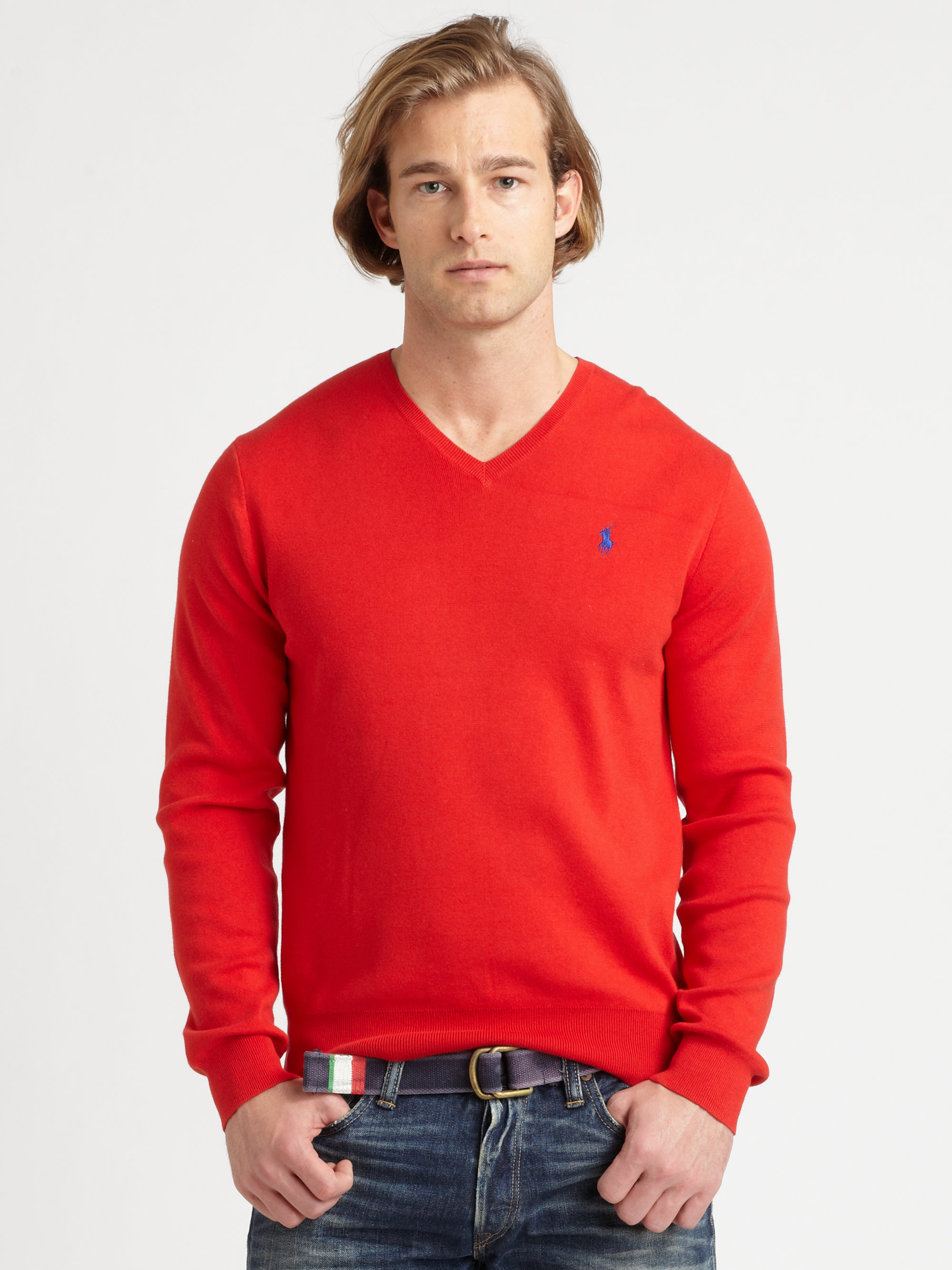 Polo Ralph Lauren V-Neck Sweater in Red for Men (fall yellow) | Lyst