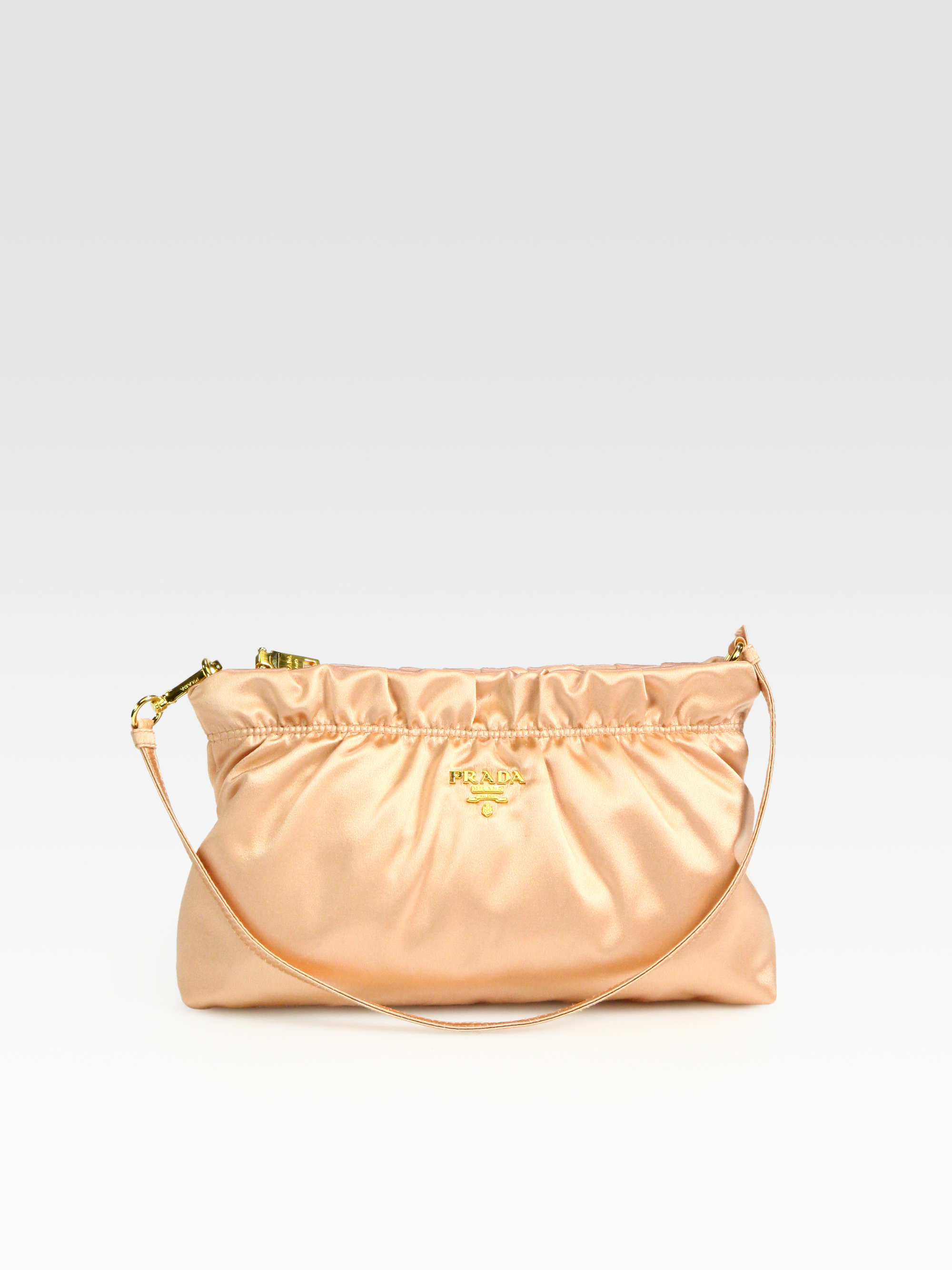 Prada Raso Satin Mini Hobo in Orange (champagne) | Lyst