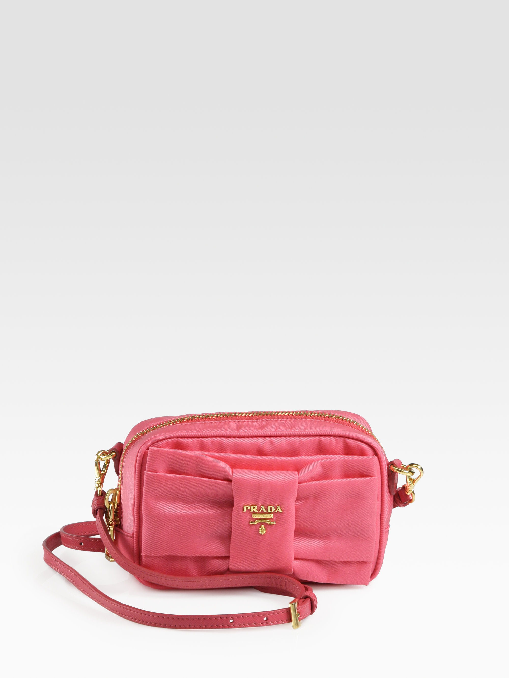 Prada Tessuto Nylon Bow Crossbody Bag in Pink (peonia-pink) | Lyst